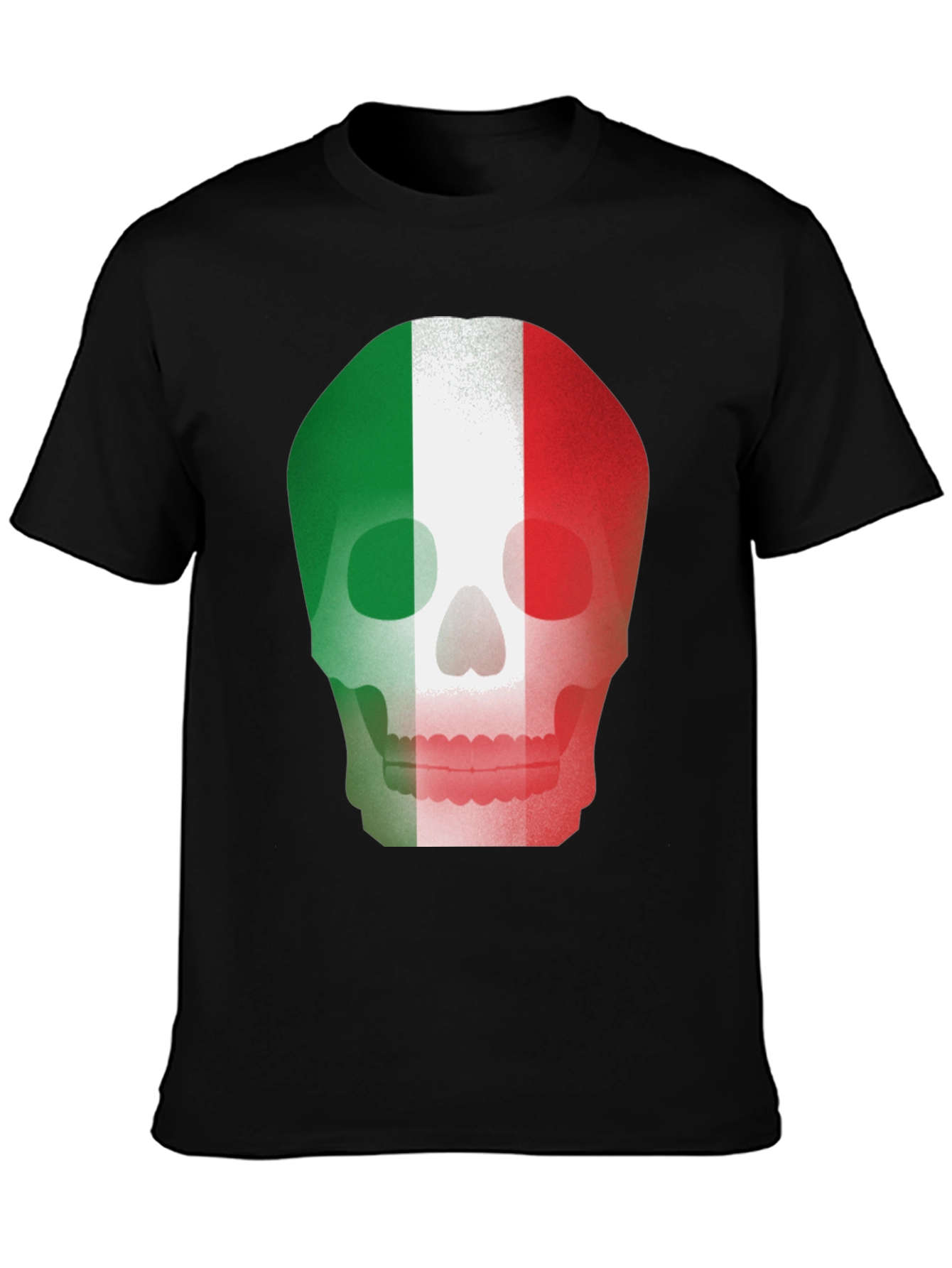 Italian Flag Skull Graphic Tee - Black T-Shirt