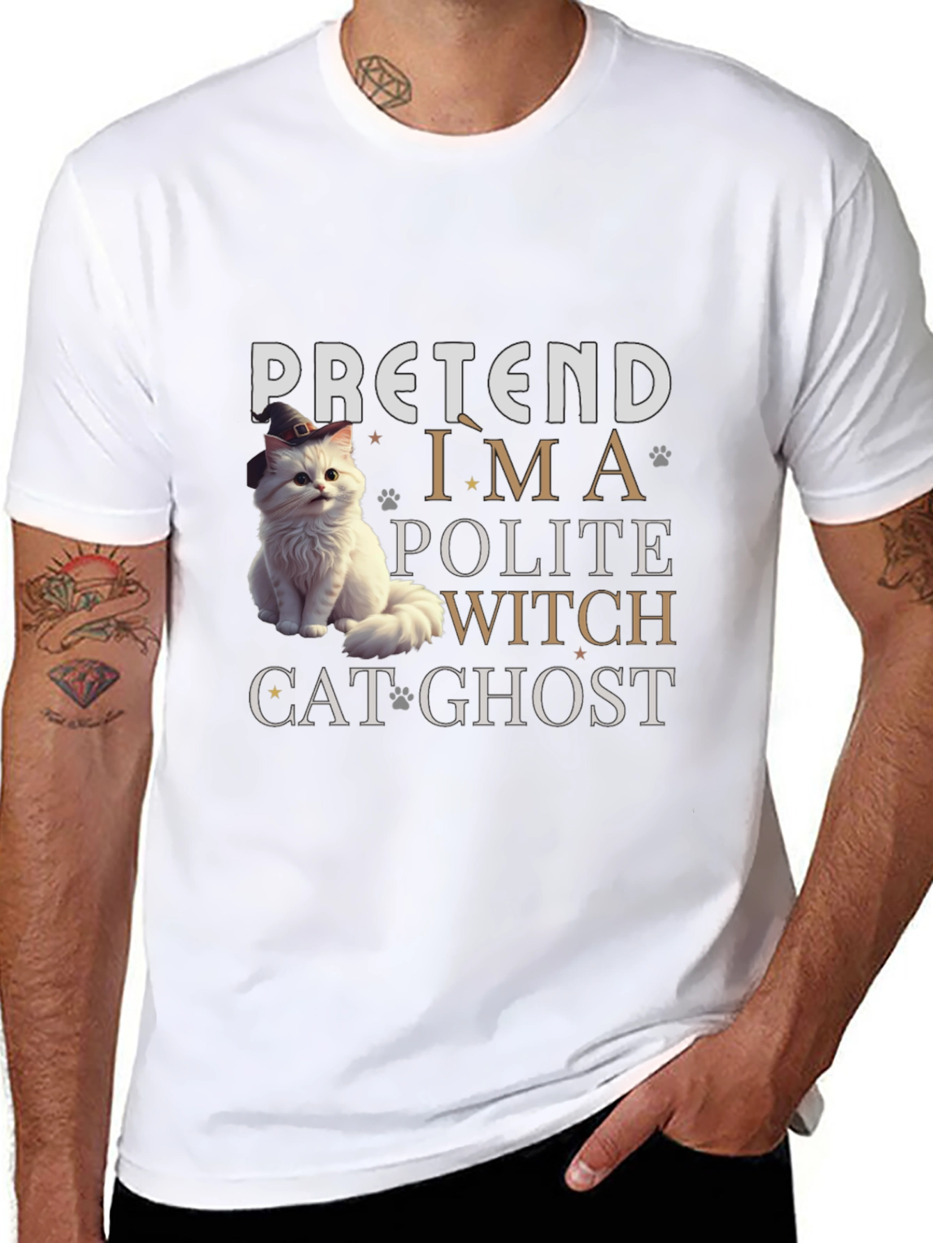 Pretend Im a Polite Witch Cat Ghost Halloween T-Shirt