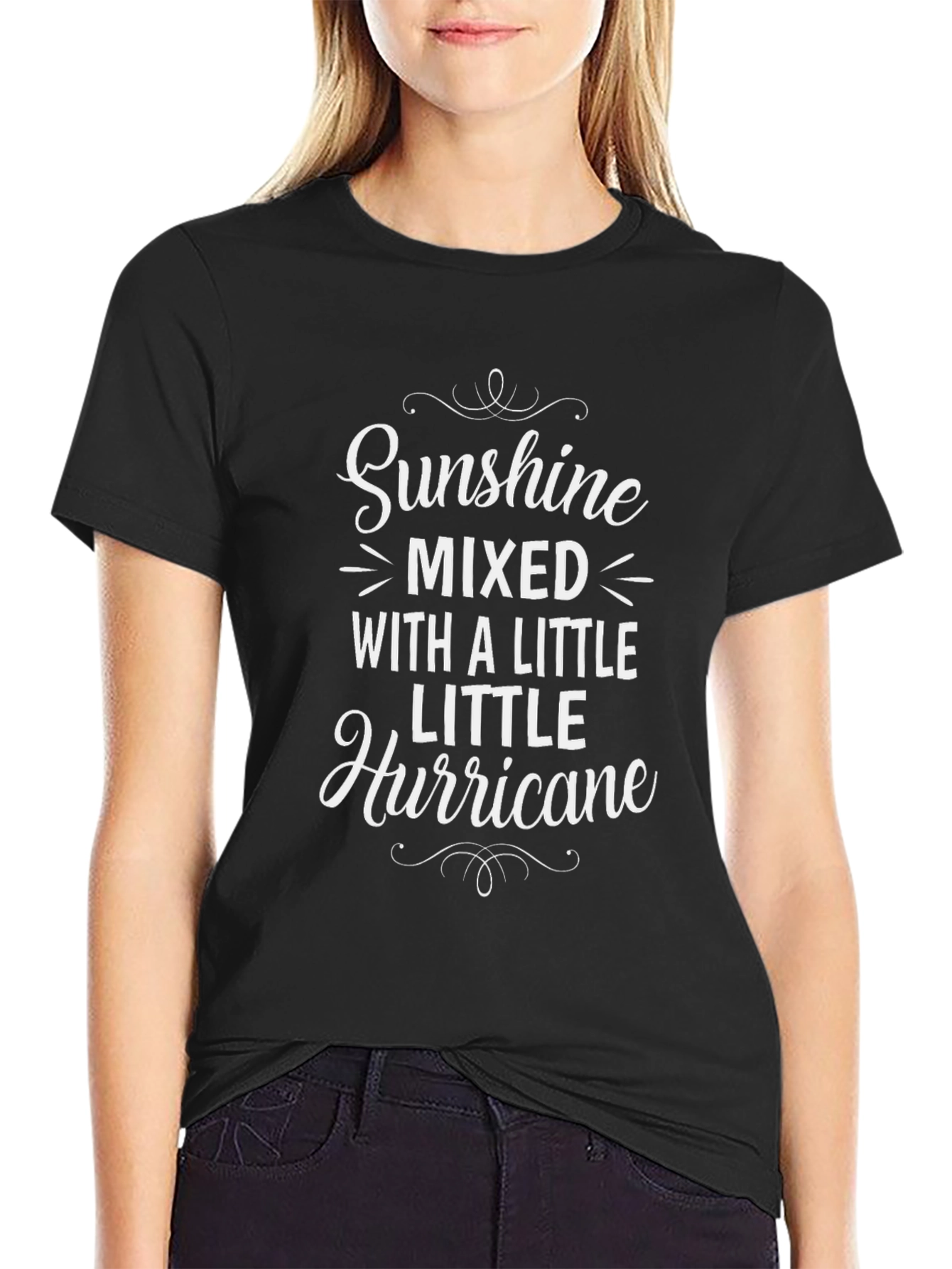 Sunshine Mixed With A Little Hurricane Black T-Shirt