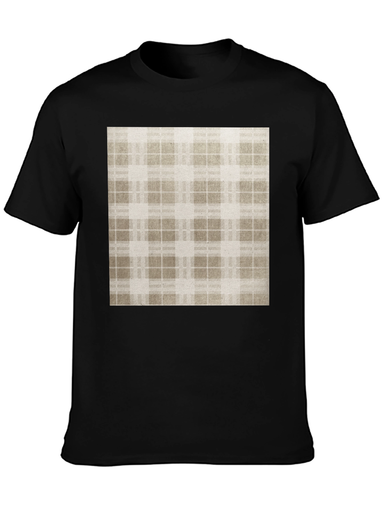 Stylish Plaid Print Black T-Shirt