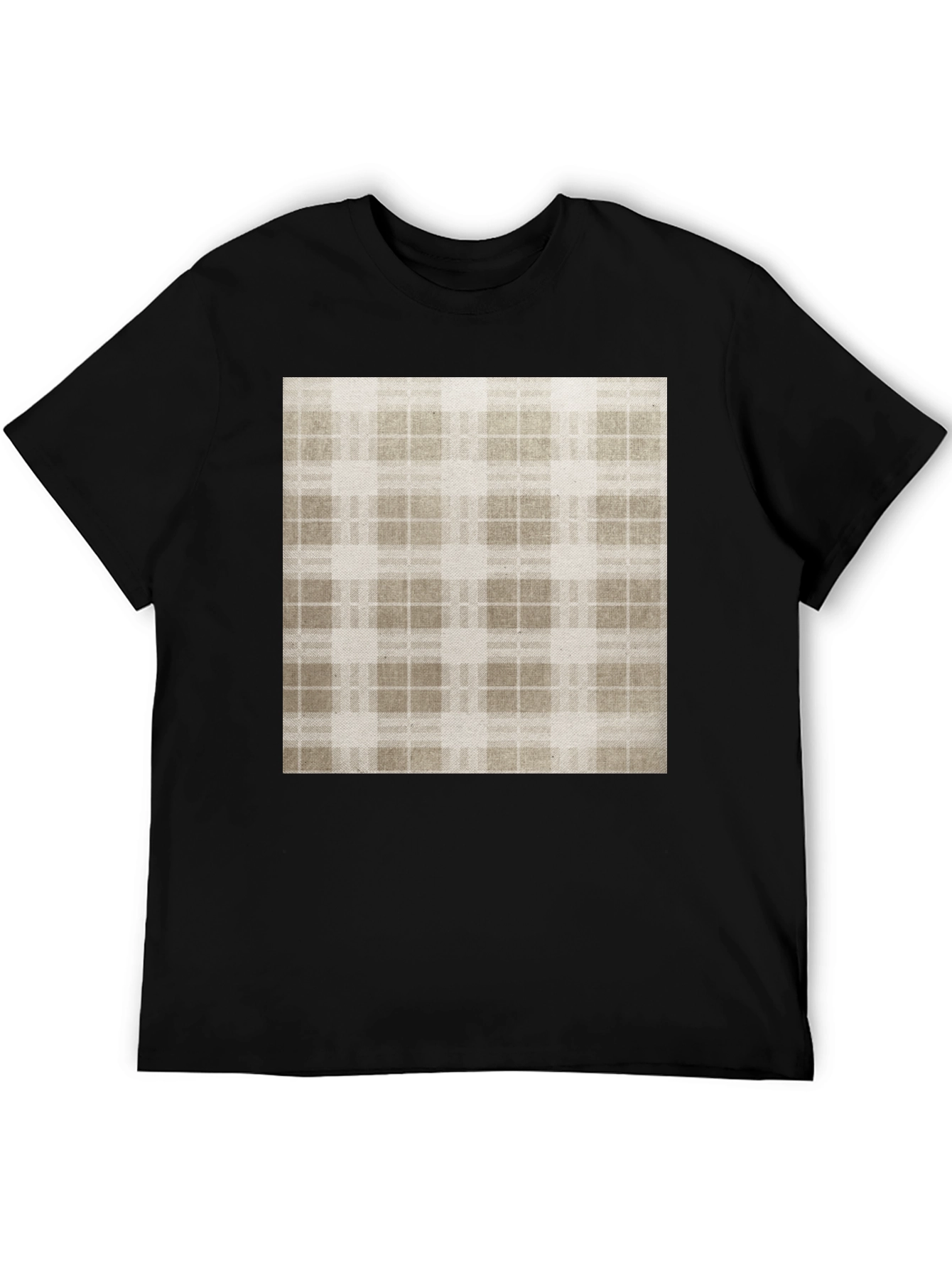 Stylish Plaid Print Black T-Shirt