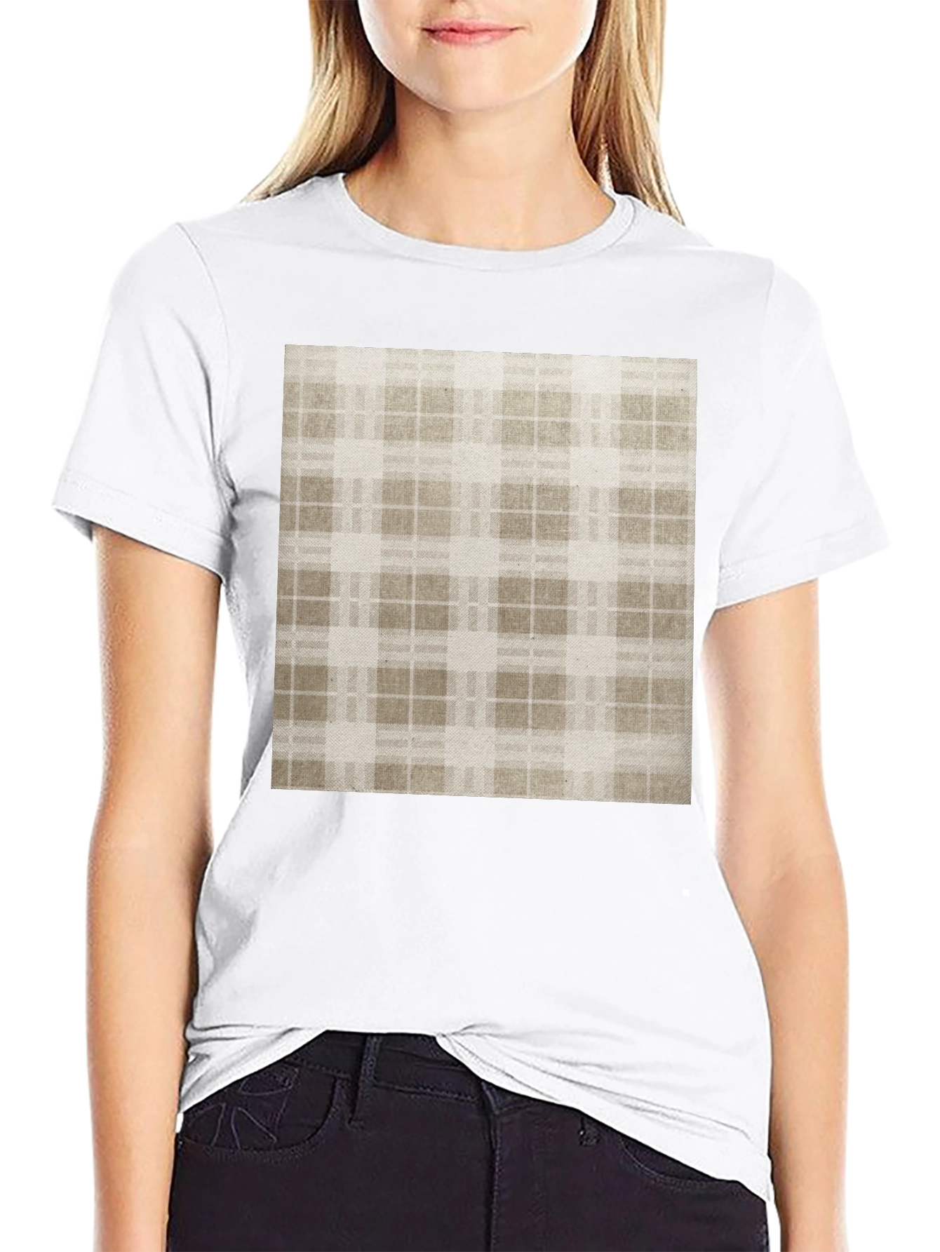 Stylish Plaid Print Black T-Shirt