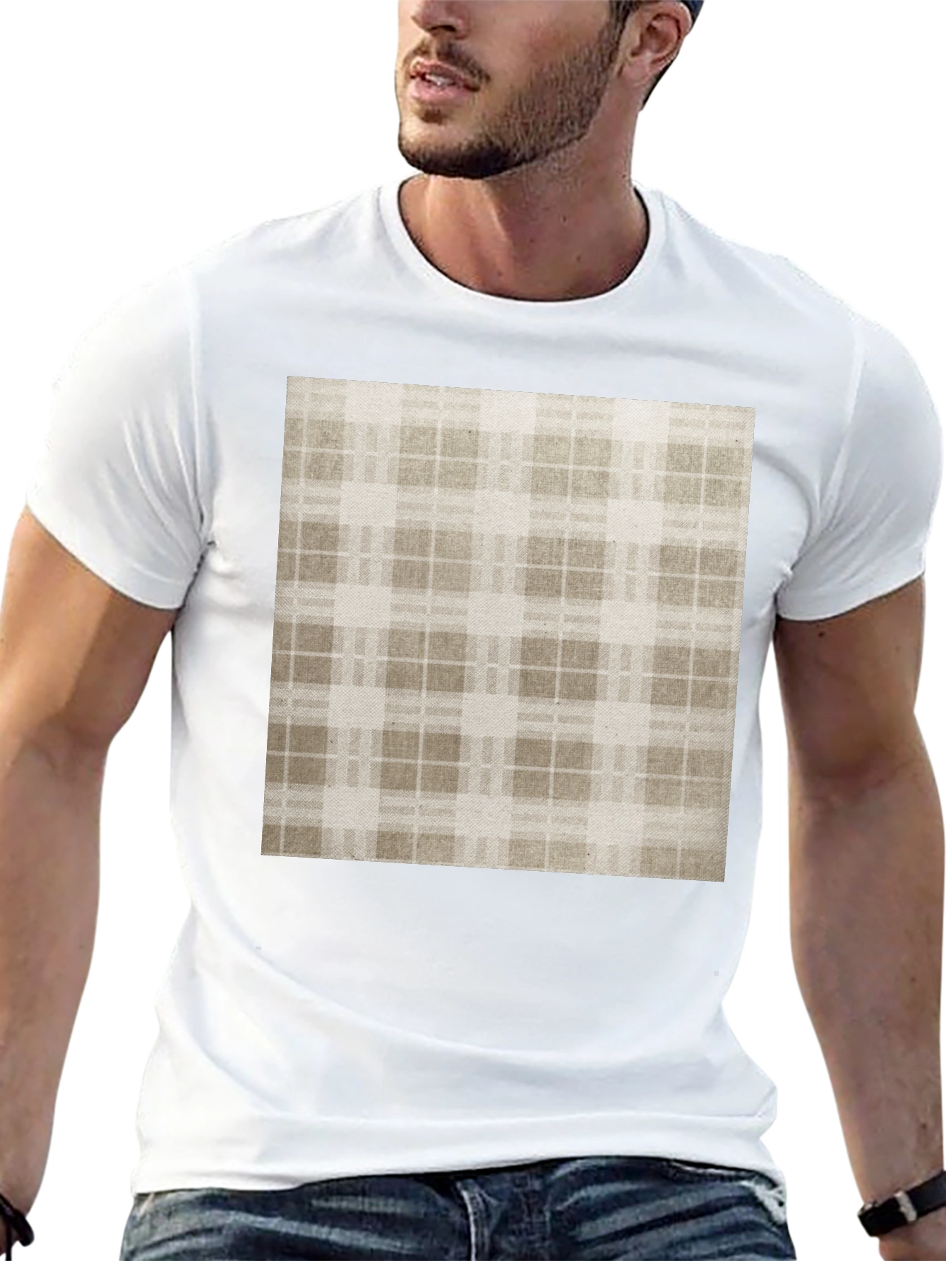 Stylish Plaid Print Black T-Shirt