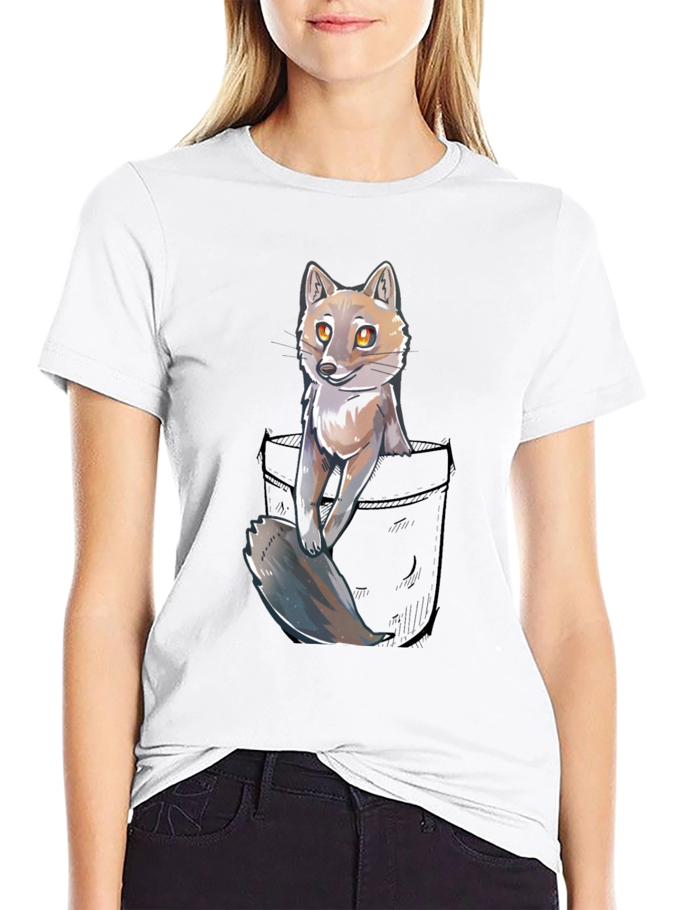 Fox in Pocket Graphic T-Shirt - Unisex