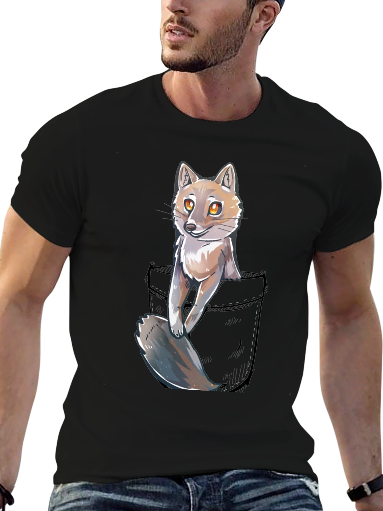 Fox in Pocket Graphic T-Shirt - Unisex