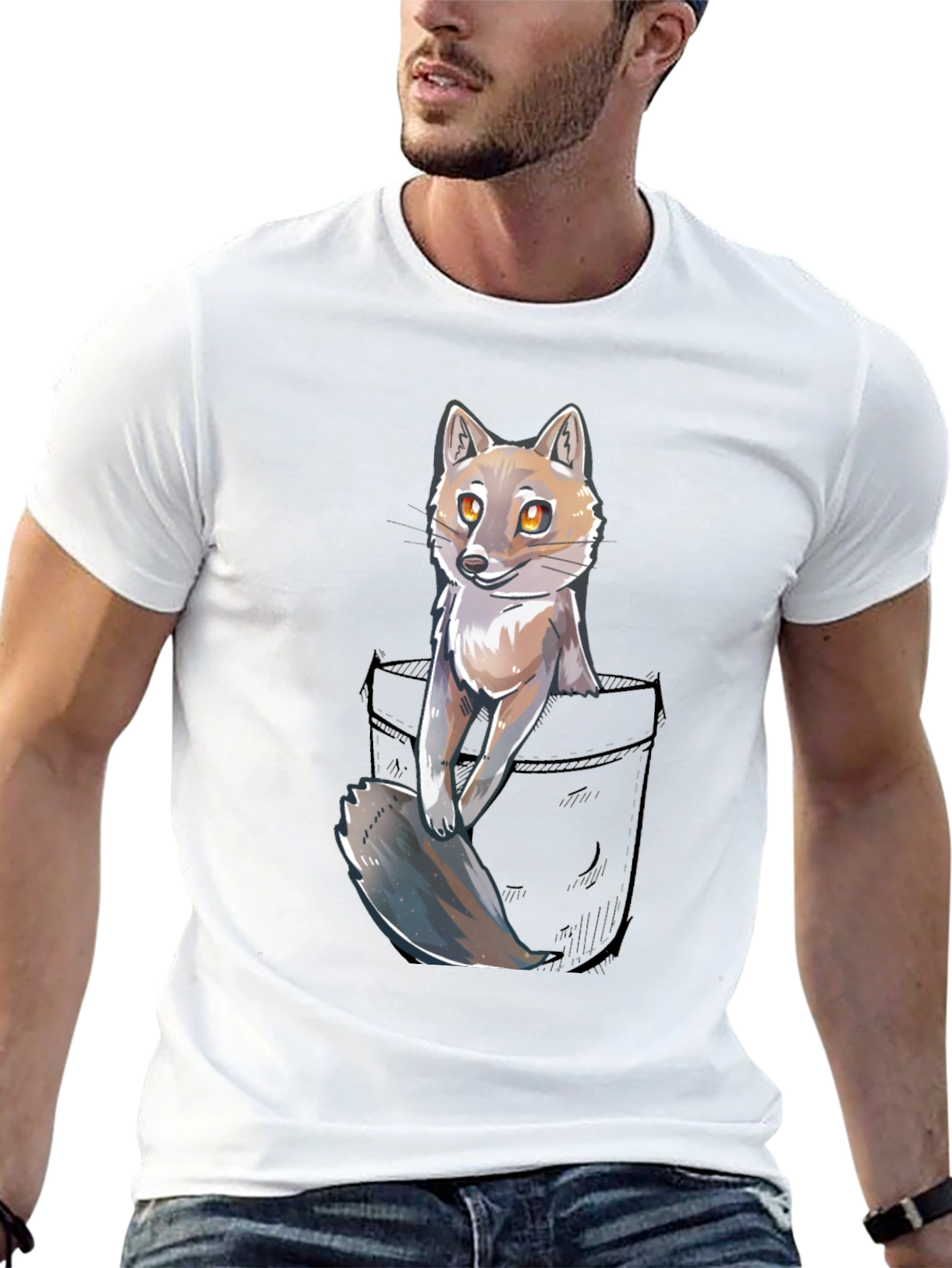 Fox in Pocket Graphic T-Shirt - Unisex