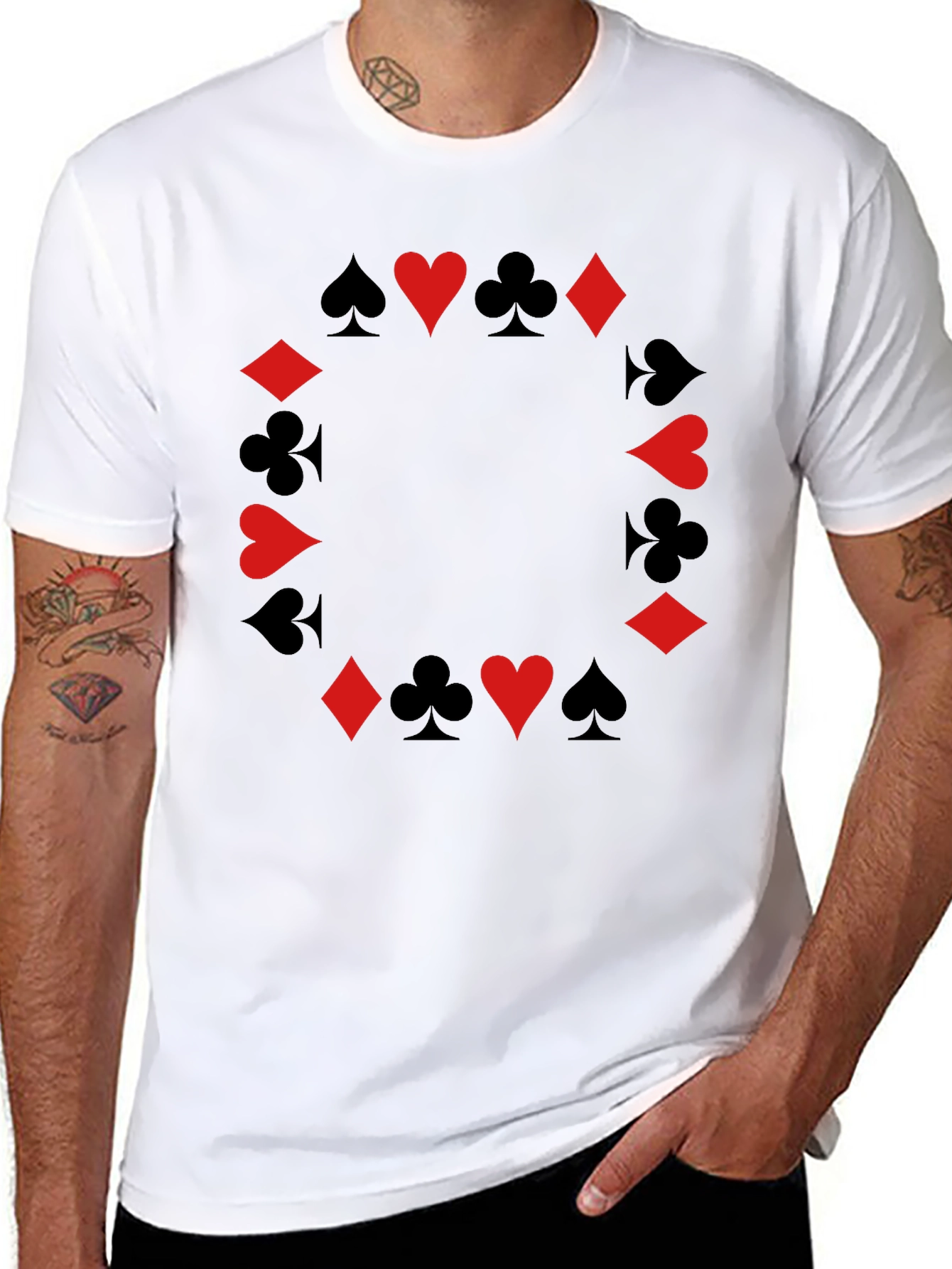 Suits Black T-Shirt - Poker Card Design