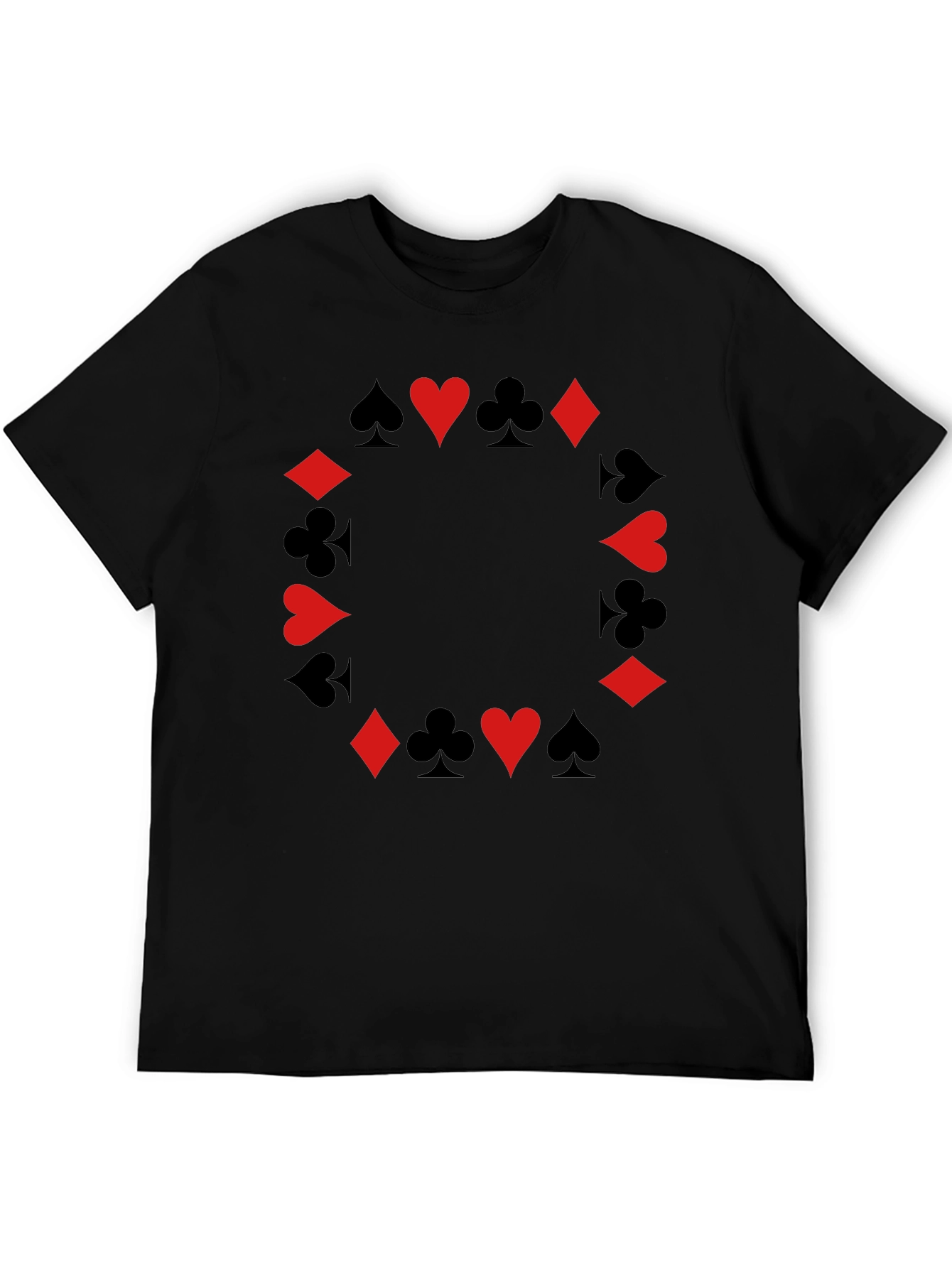 Suits Black T-Shirt - Poker Card Design