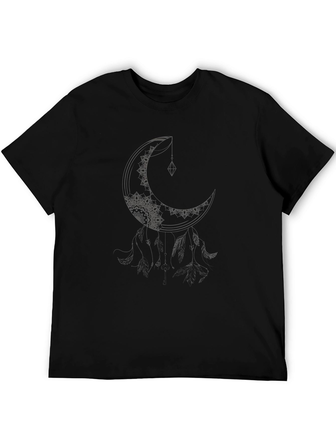 Crescent Moon Graphic Tee - Black Casual T-Shirt