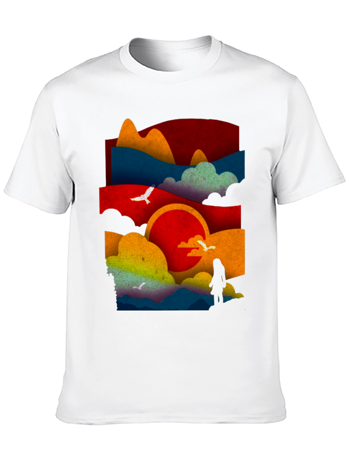 Abstract Landscape Graphic Tee - Black Cotton