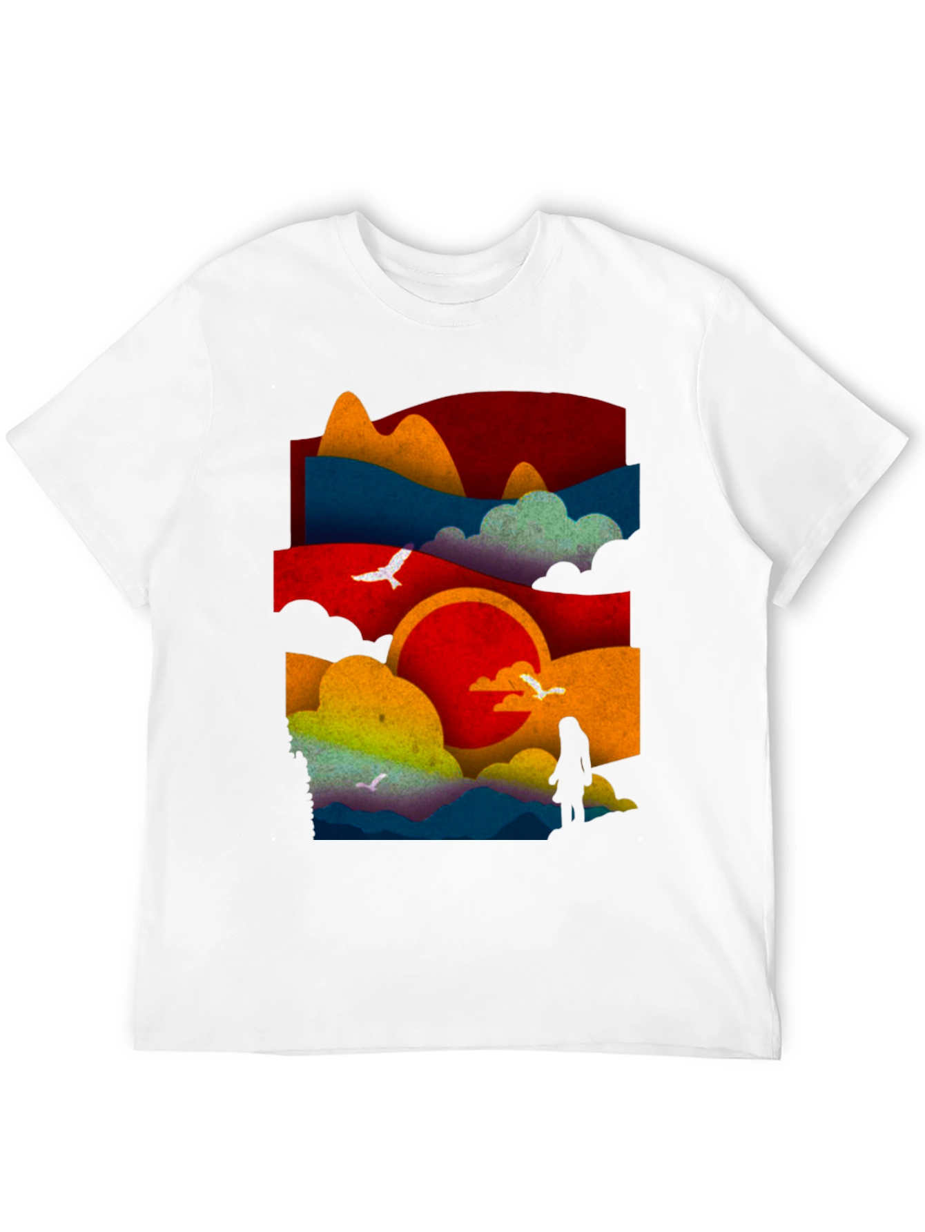 Abstract Landscape Graphic Tee - Black Cotton