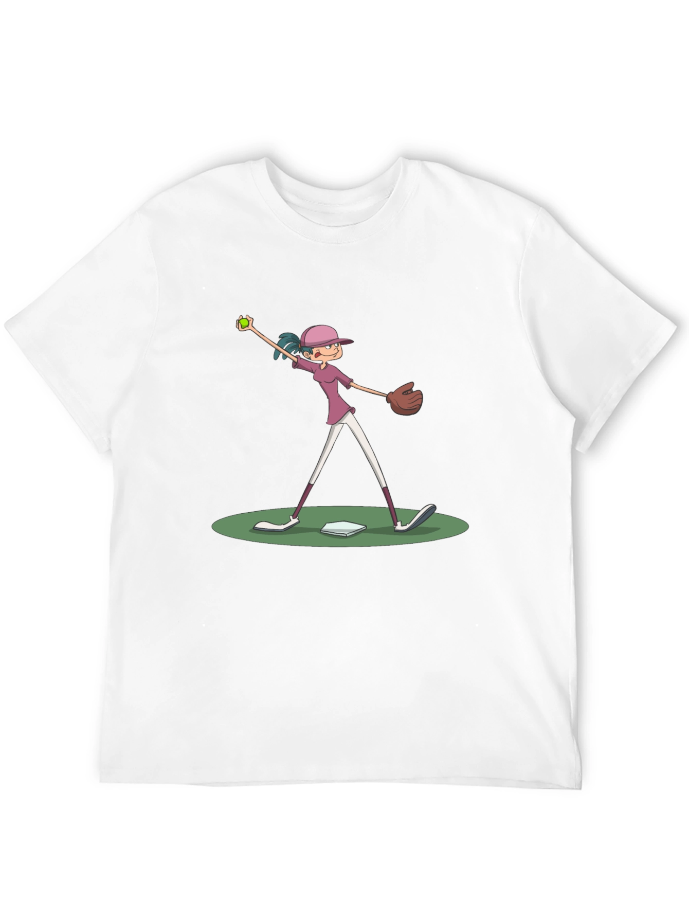 Cartoon Baseball Girl T-Shirt