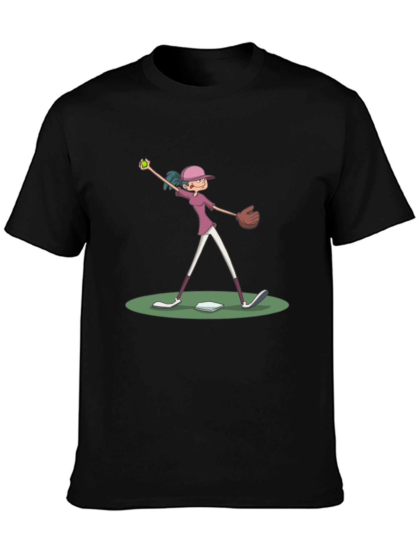 Cartoon Baseball Girl T-Shirt