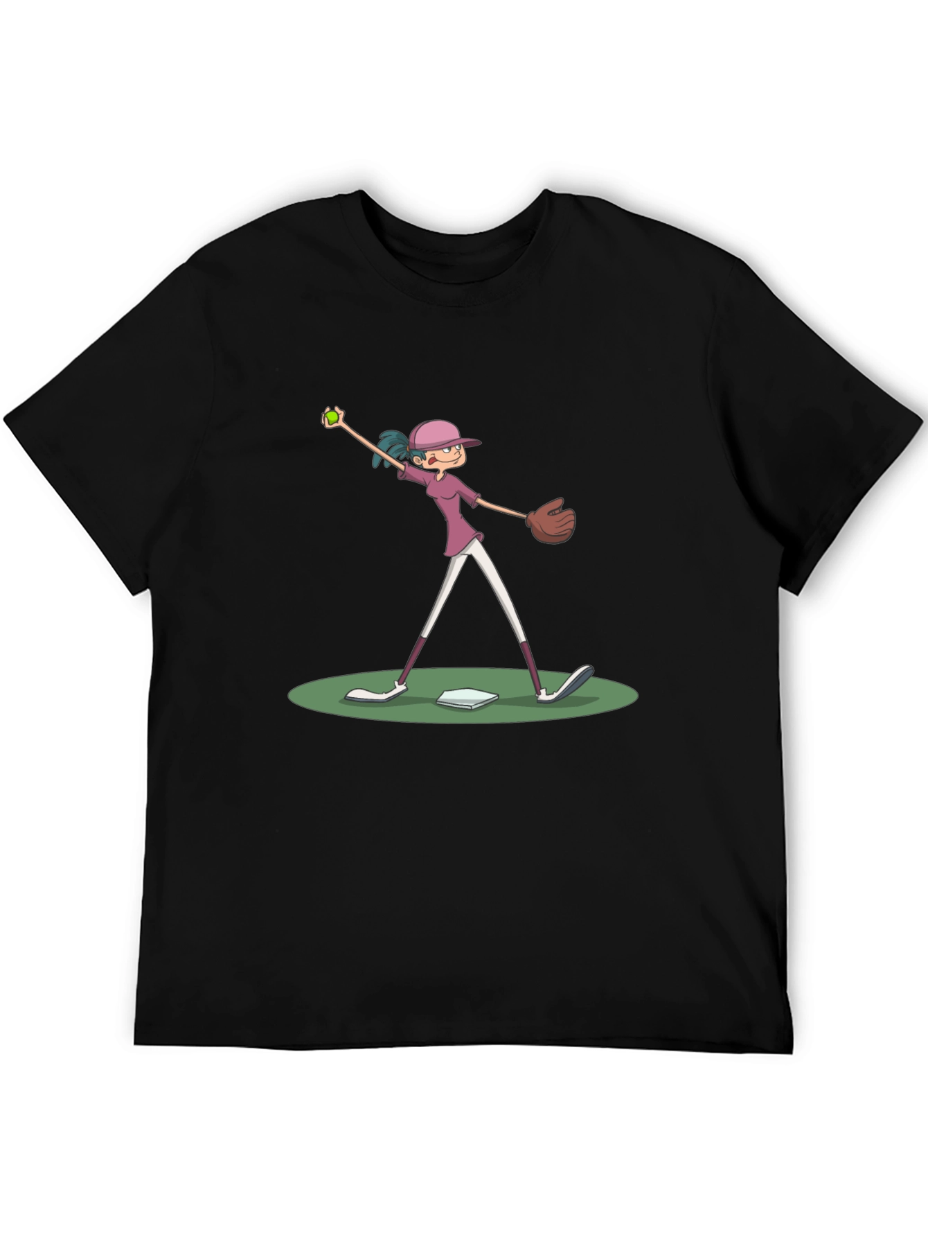 Cartoon Baseball Girl T-Shirt