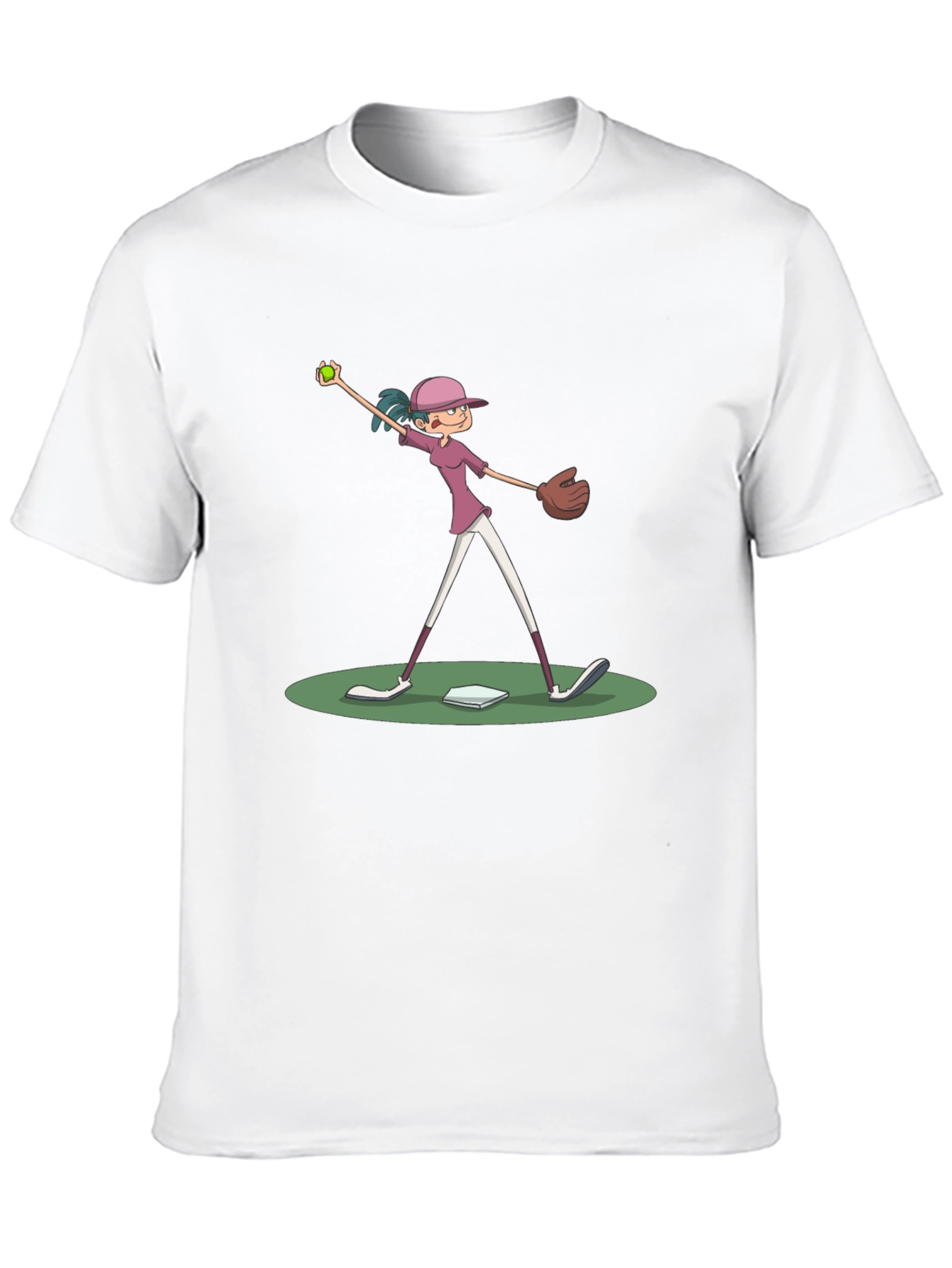 Cartoon Baseball Girl T-Shirt