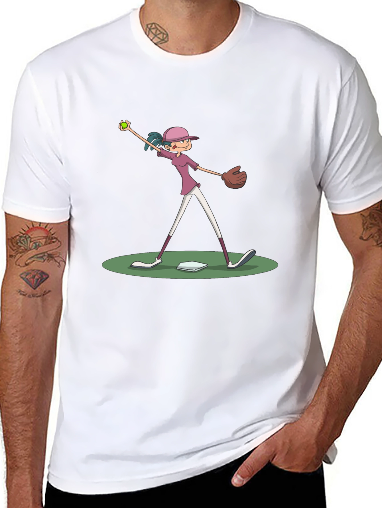 Cartoon Baseball Girl T-Shirt