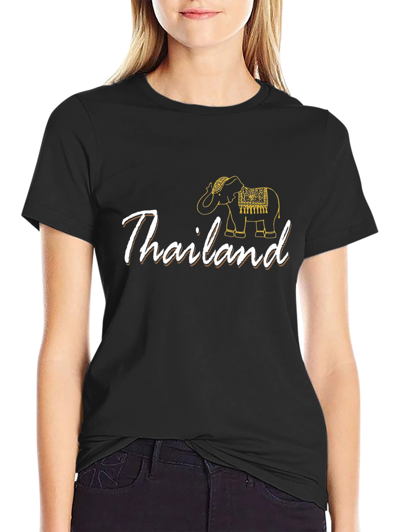 Thailand Elephant Graphic Black T-Shirt