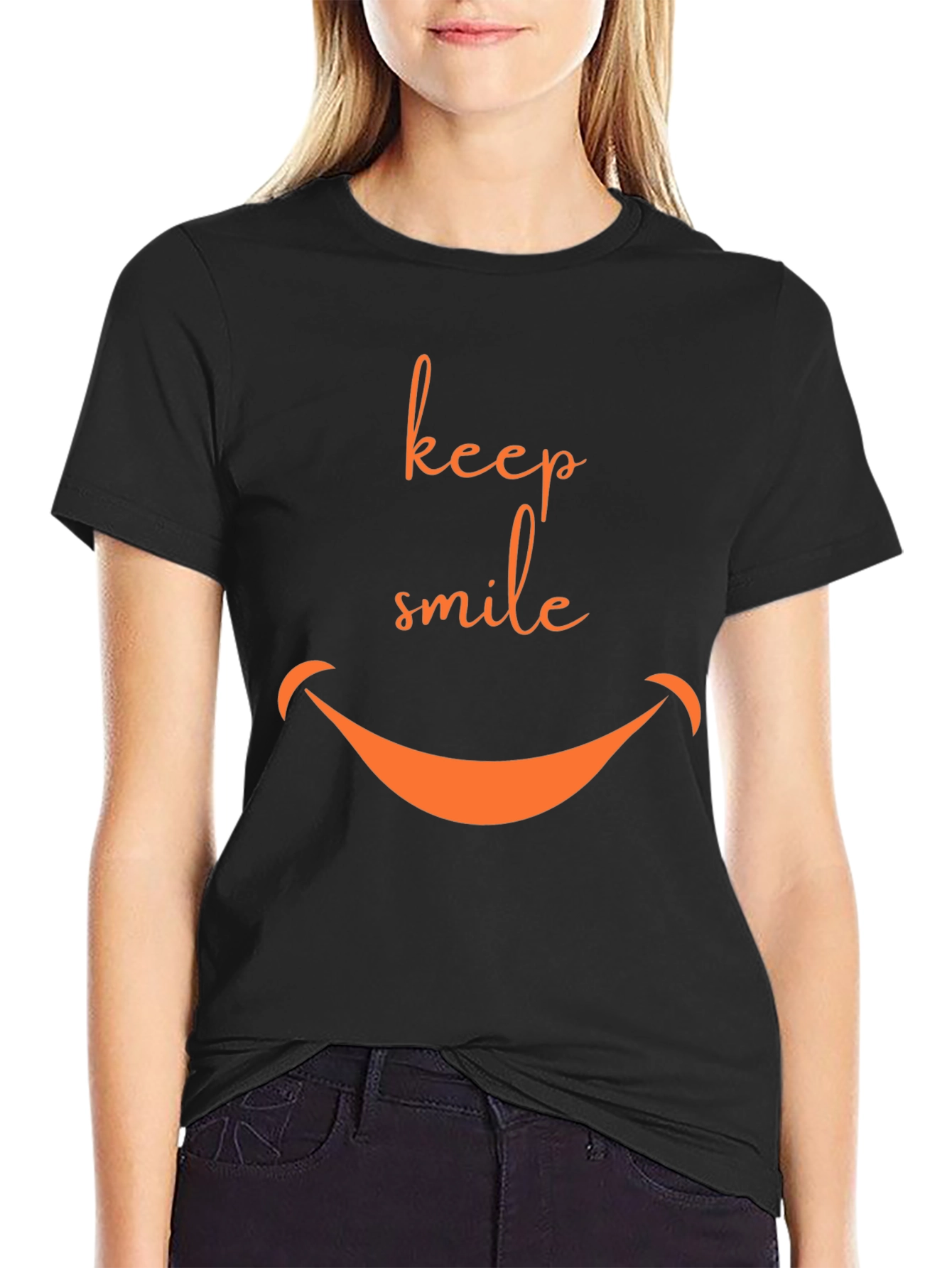 Keep Smiling Black Graphic Tee