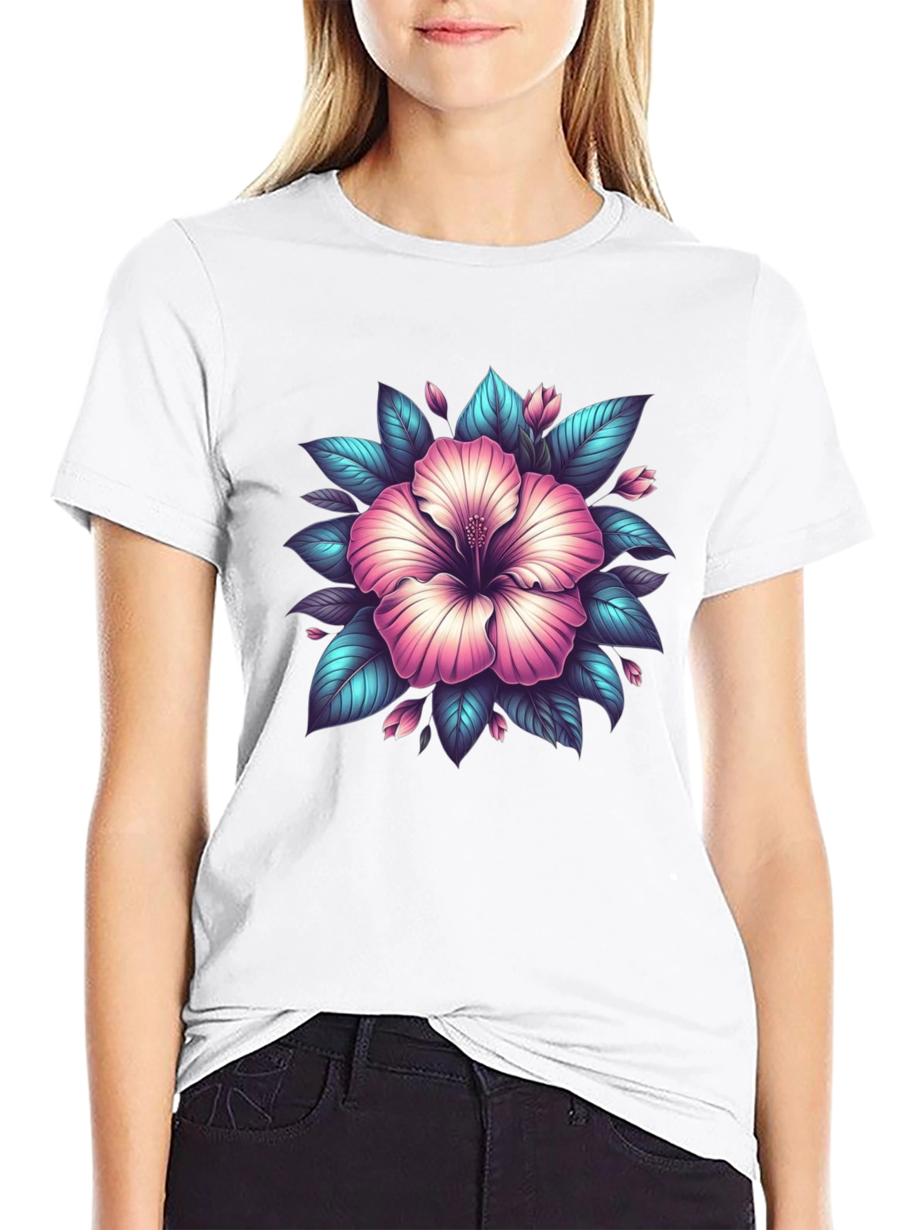 Hibiscus Flower Graphic T-Shirt