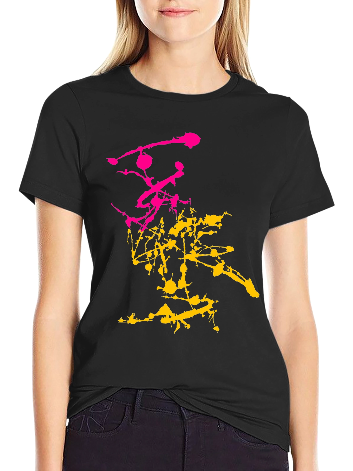Abstract Splatter Graphic Mens Black T-Shirt