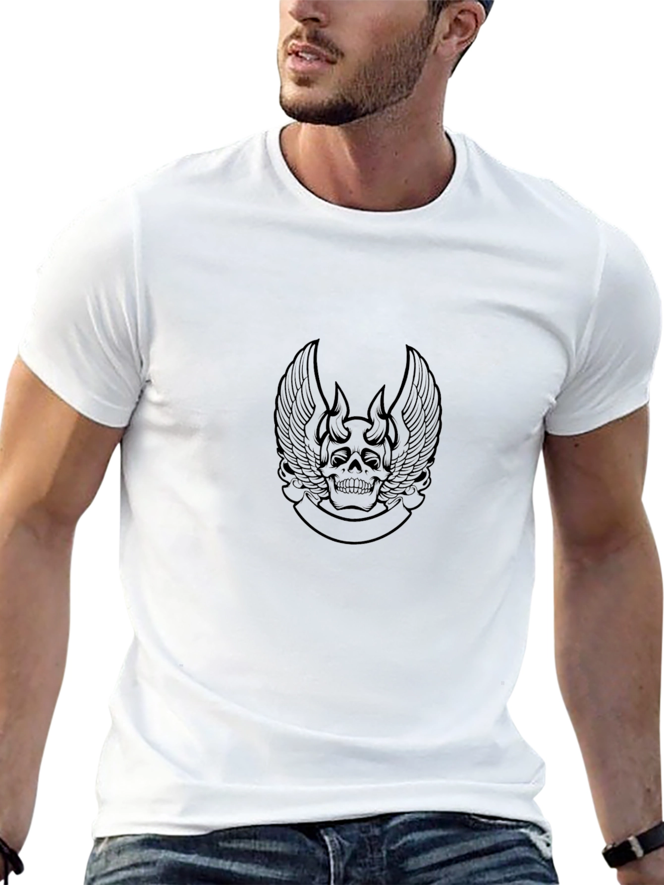 Black Skull Wings Graphic Tee