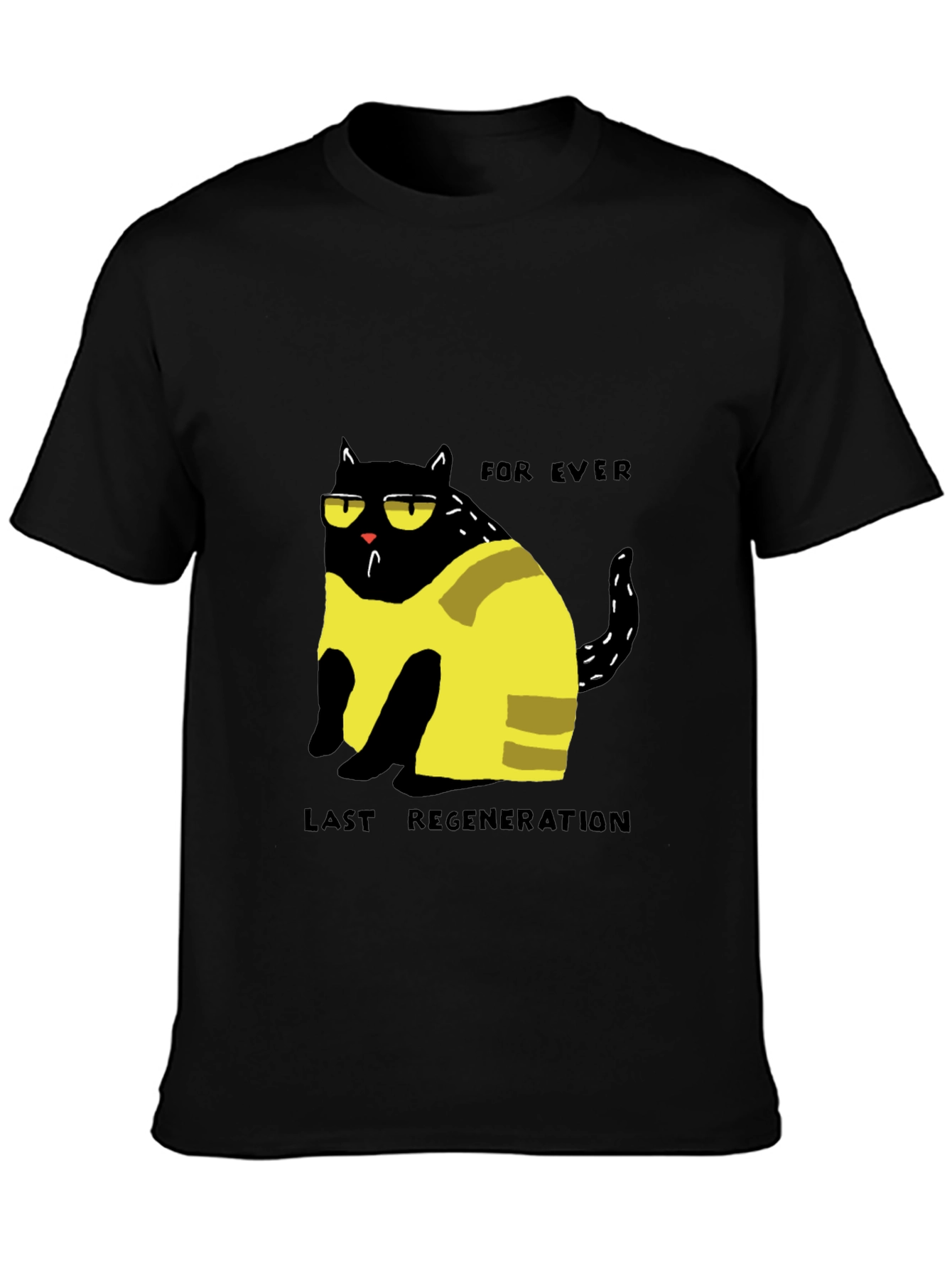 Funny Cat Forever Last Regeneration Black T-Shirt