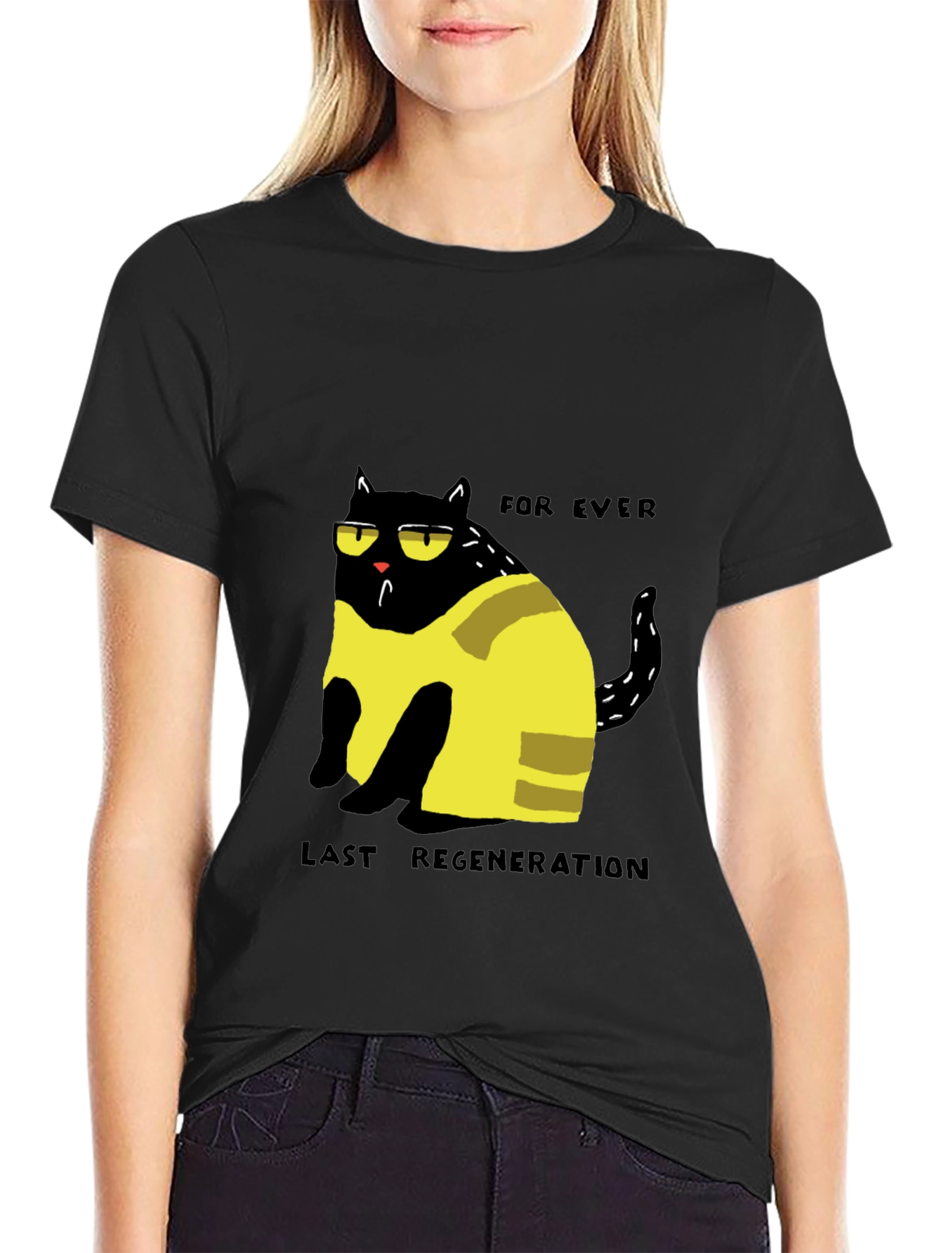 Funny Cat Forever Last Regeneration Black T-Shirt
