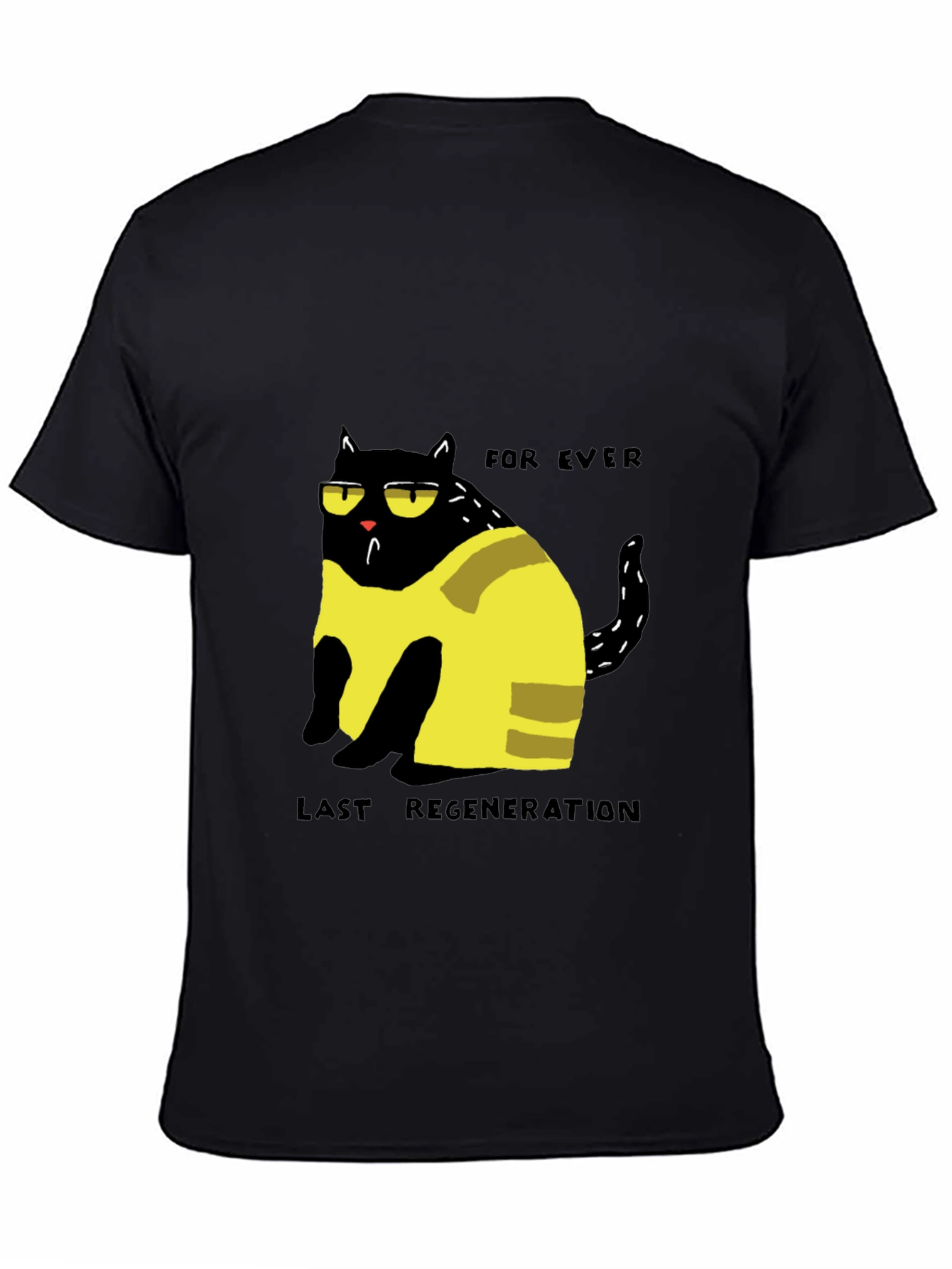 Funny Cat Forever Last Regeneration Black T-Shirt