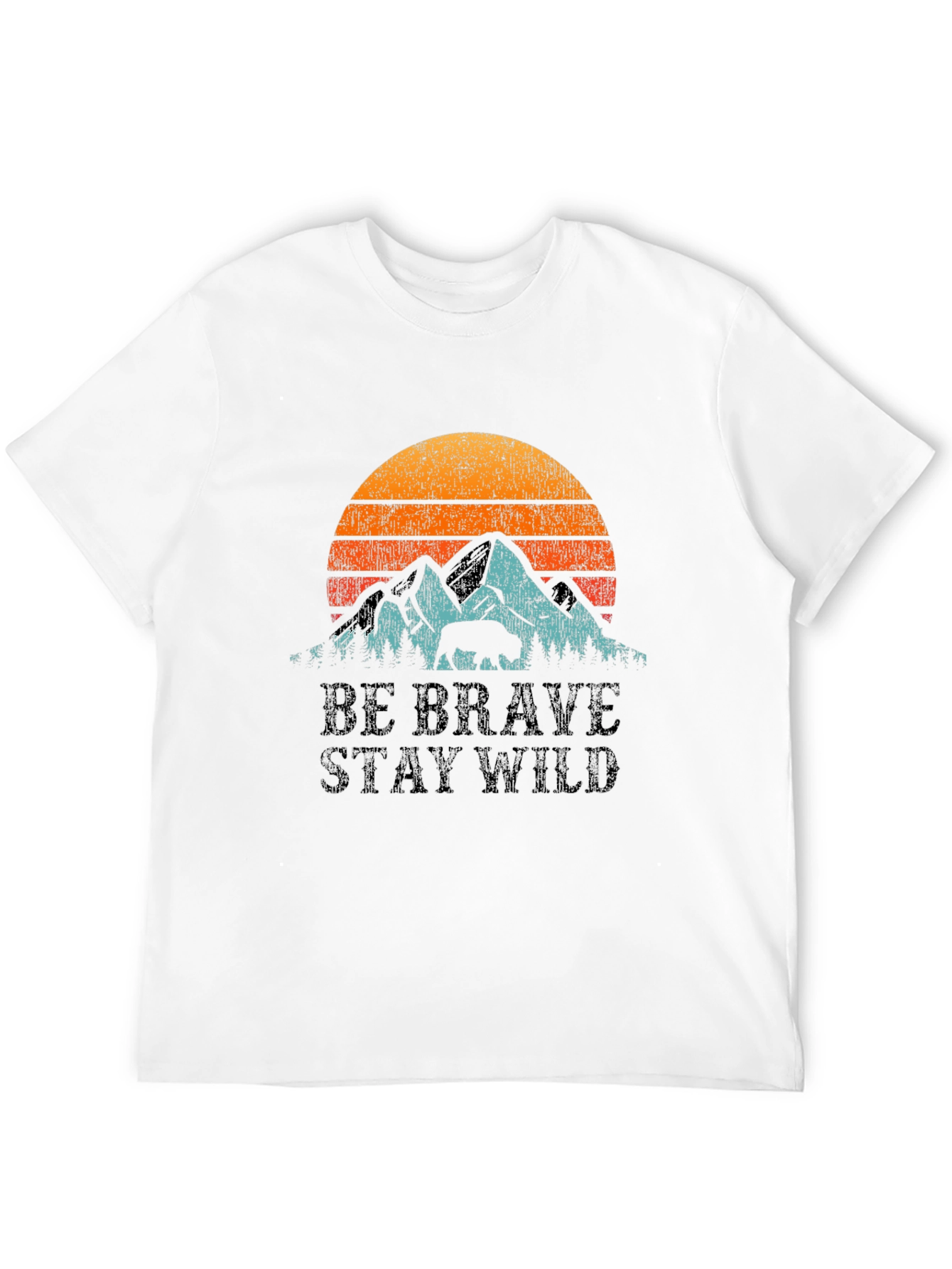 Be Brave Stay Wild Graphic Tee - Mountain Sunset