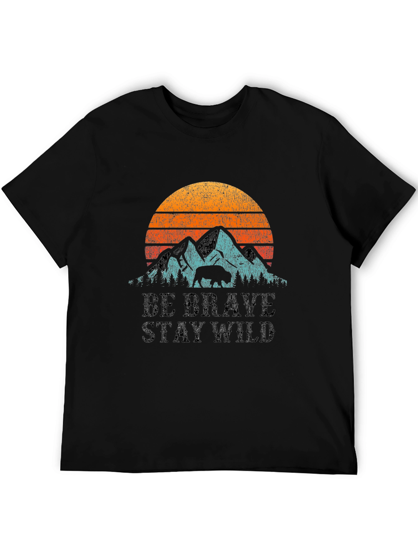Be Brave Stay Wild Graphic Tee - Mountain Sunset