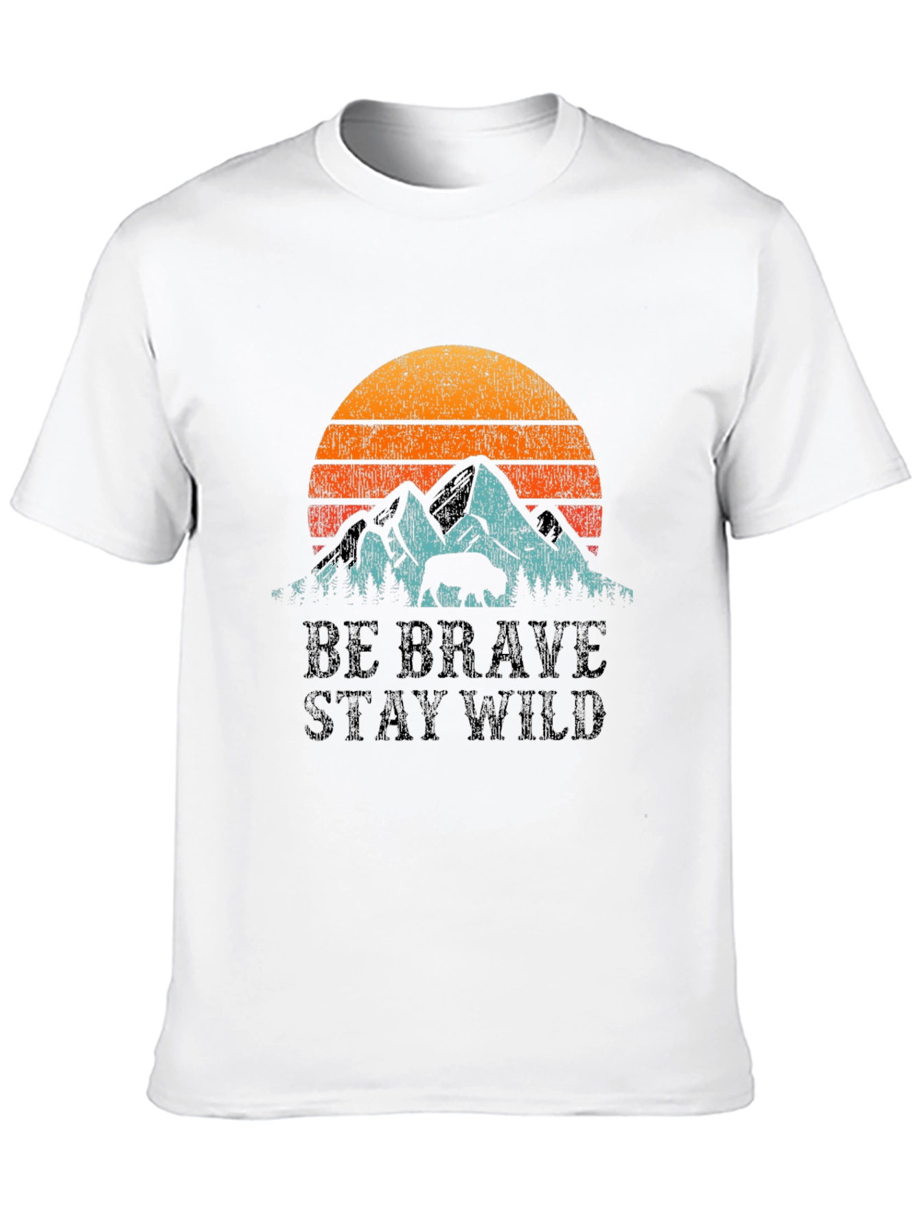 Be Brave Stay Wild Graphic Tee - Mountain Sunset