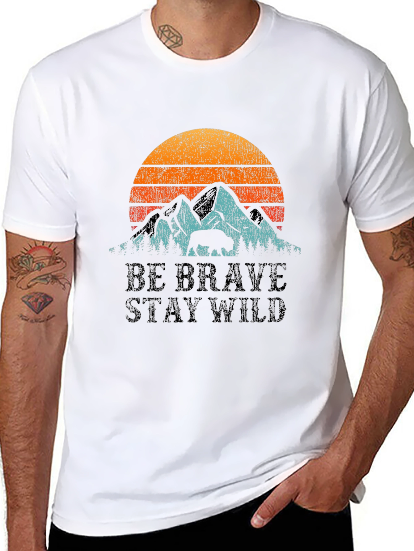 Be Brave Stay Wild Graphic Tee - Mountain Sunset