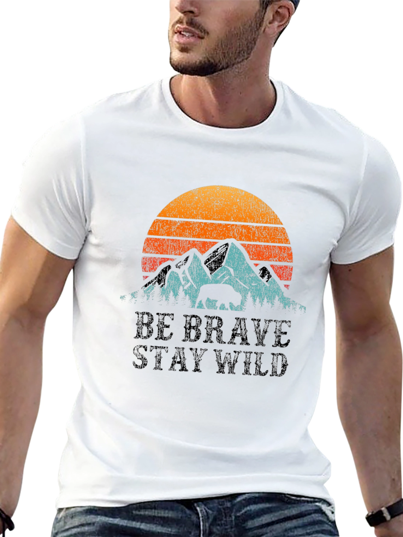 Be Brave Stay Wild Graphic Tee - Mountain Sunset