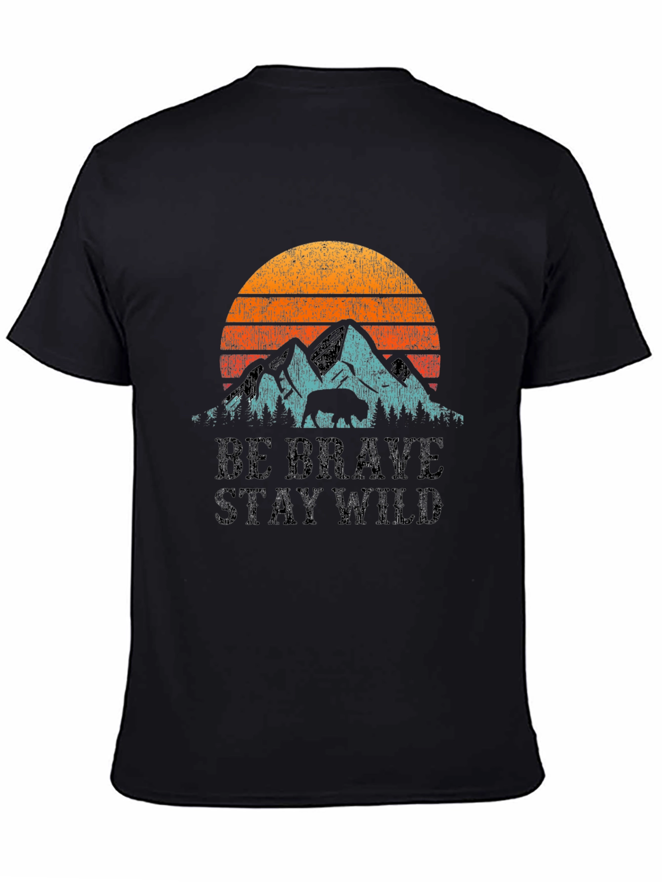 Be Brave Stay Wild Graphic Tee - Mountain Sunset