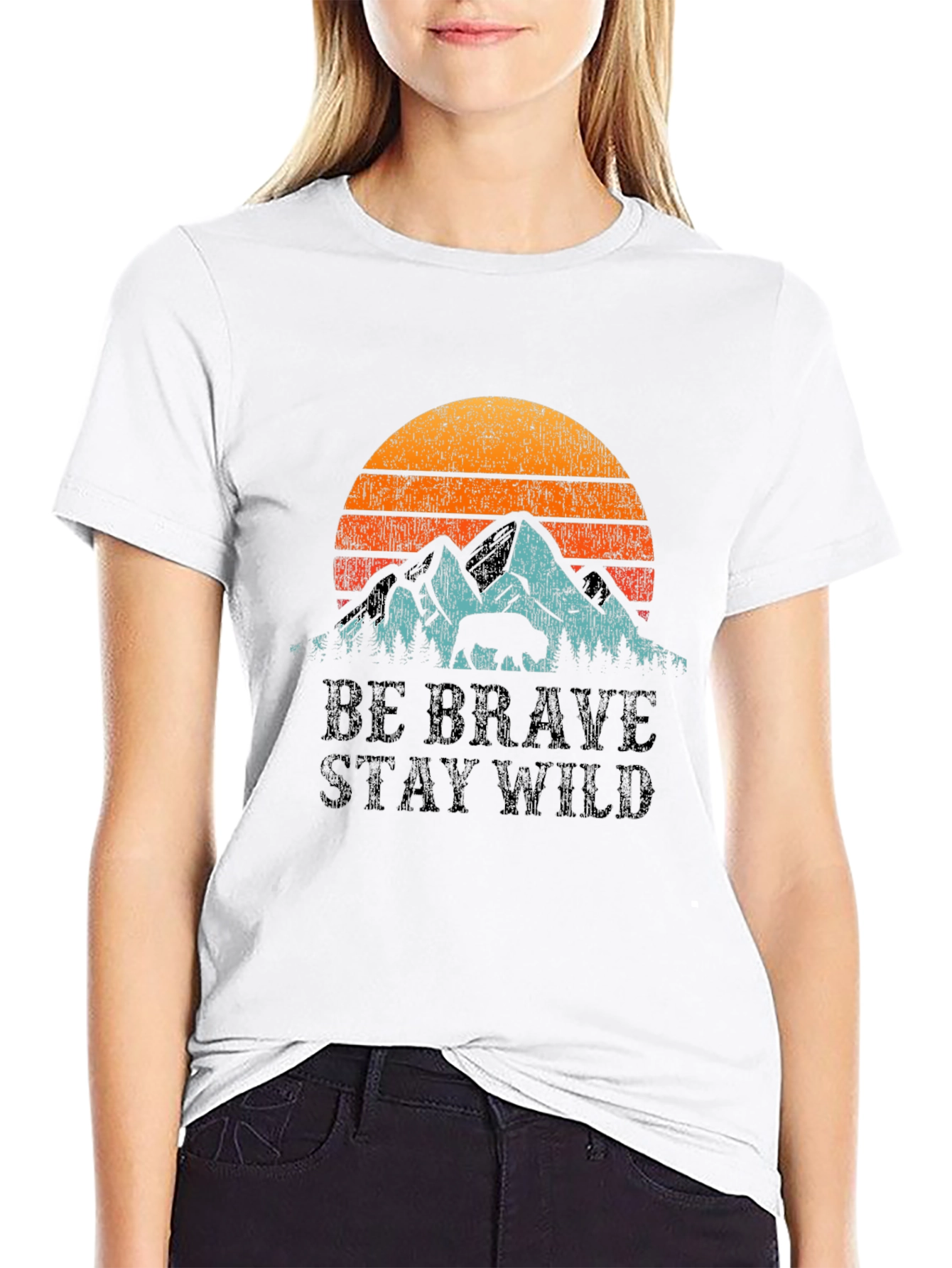 Be Brave Stay Wild Graphic Tee - Mountain Sunset
