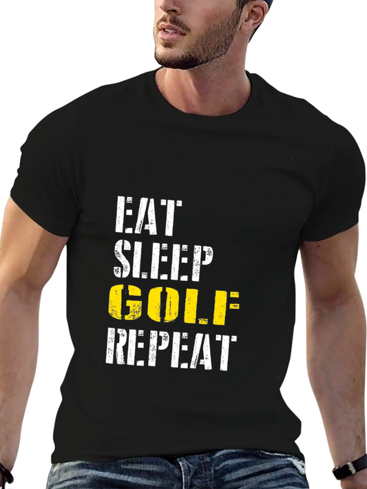 Eat Sleep Golf Repeat - Mens Black Tee