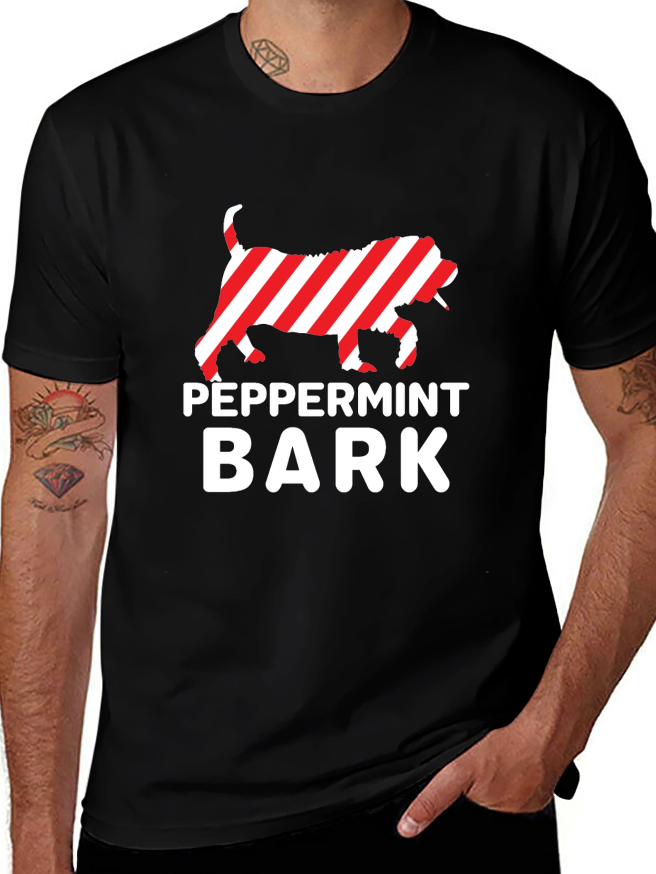 Peppermint Bark Dog Graphic Tee - Holiday Fun
