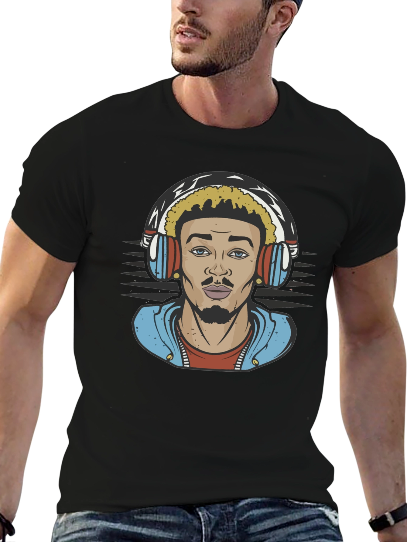 Cool Graphic T-Shirt with Man Wearing Headphones