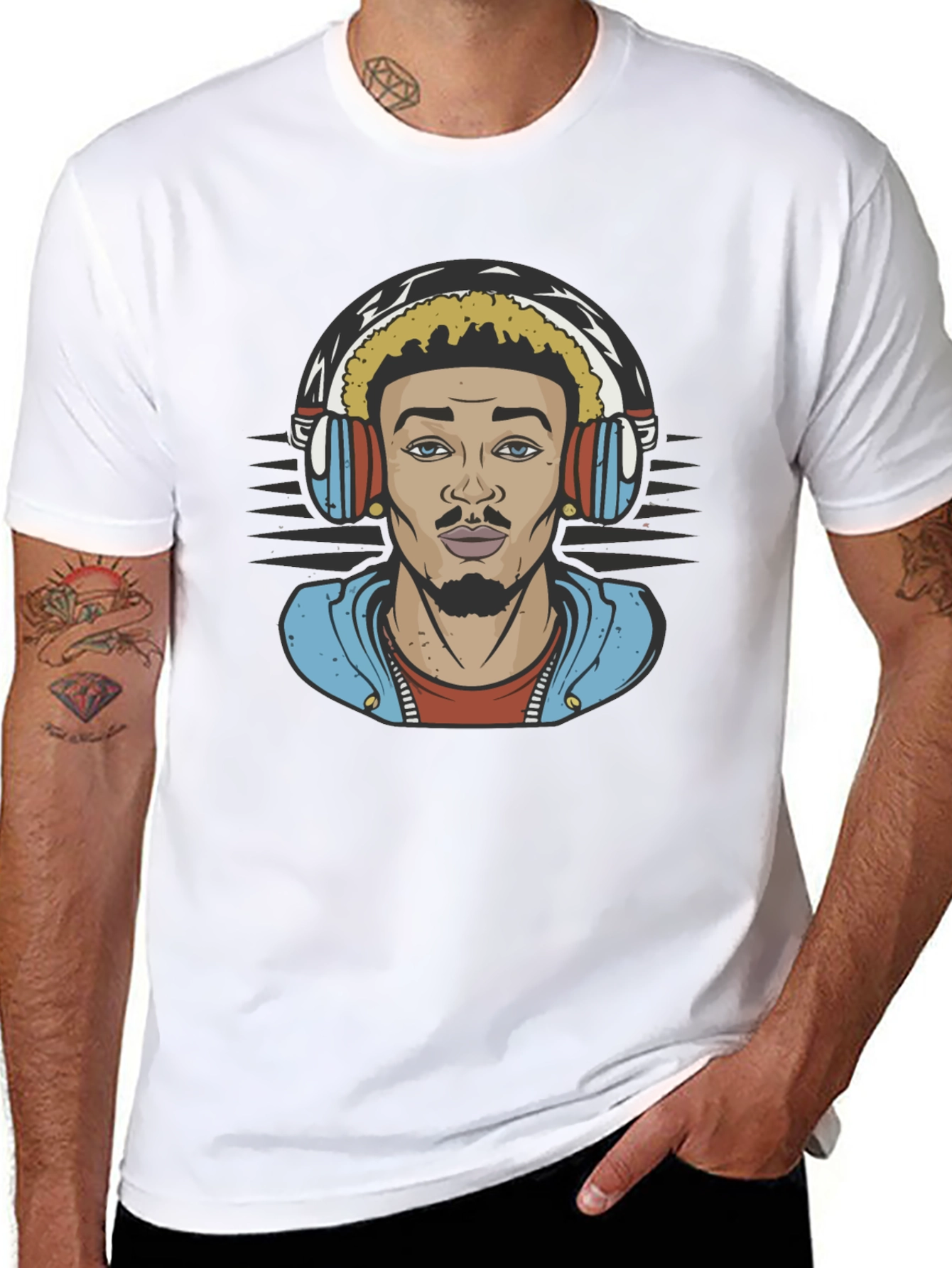 Cool Graphic T-Shirt with Man Wearing Headphones