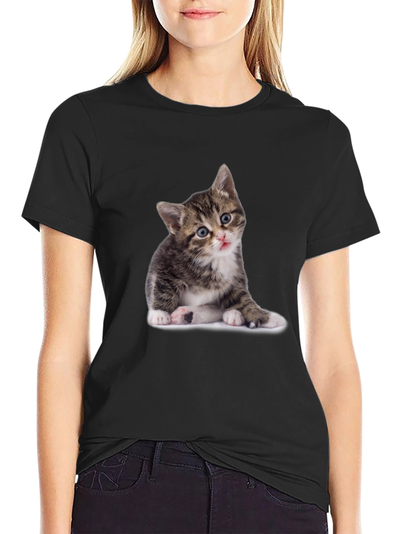 Cute Kitten Graphic Tee - Unisex Black T-Shirt
