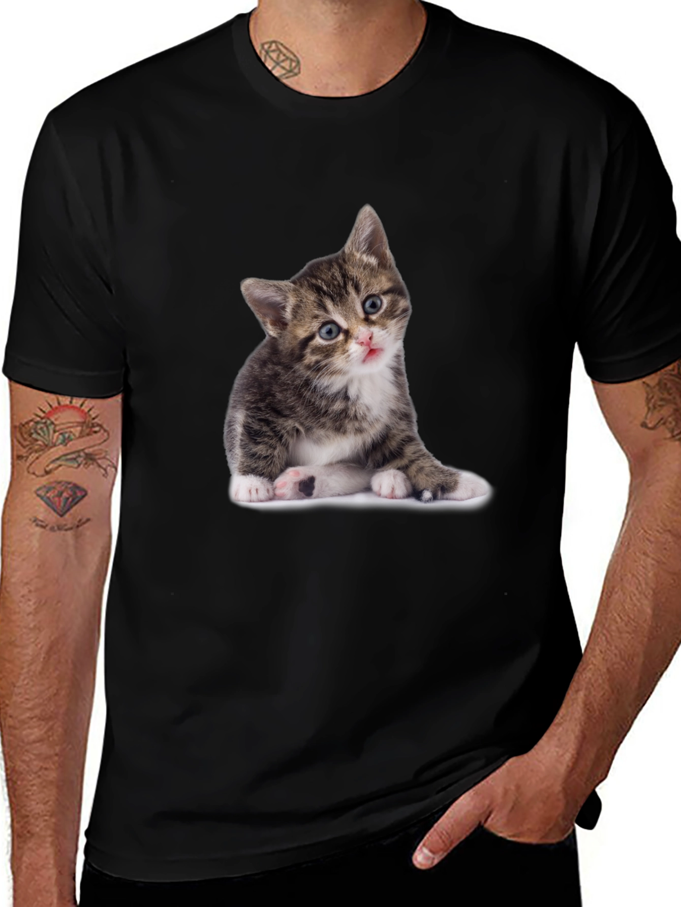 Cute Kitten Graphic Tee - Unisex Black T-Shirt
