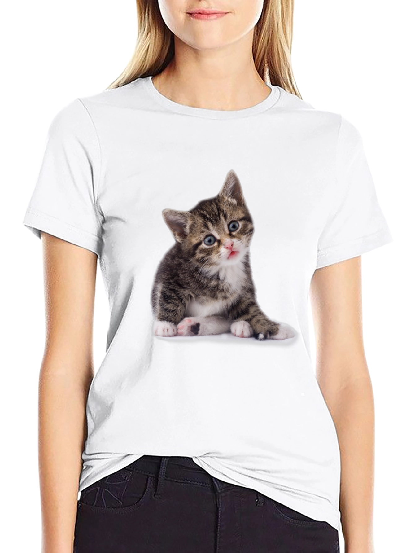 Cute Kitten Graphic Tee - Unisex Black T-Shirt