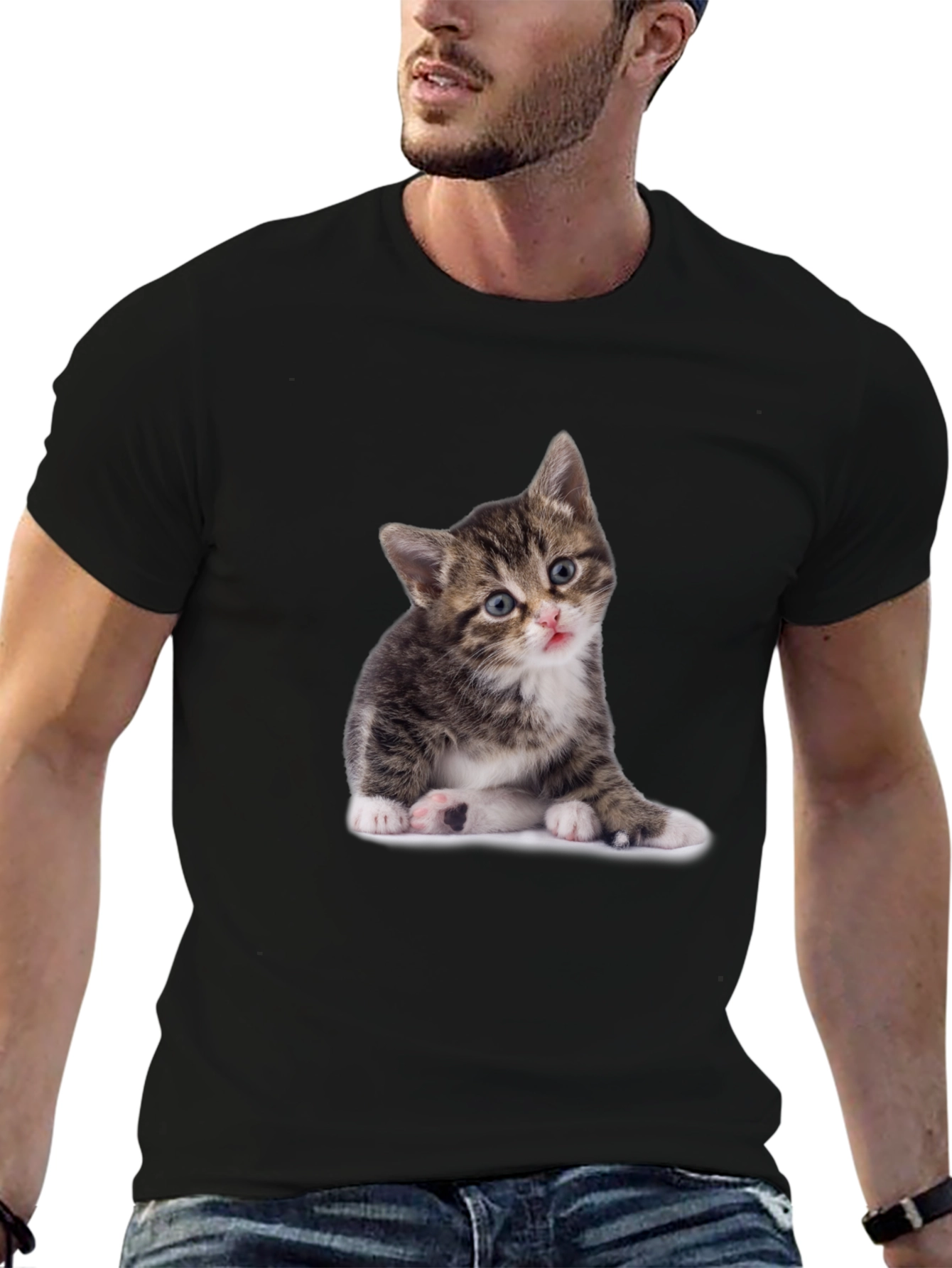 Cute Kitten Graphic Tee - Unisex Black T-Shirt