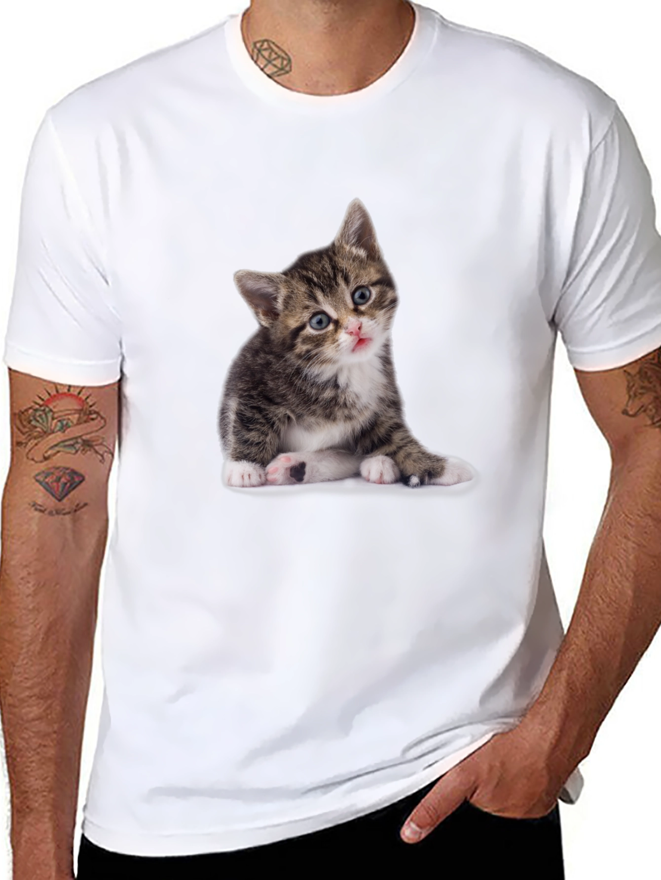 Cute Kitten Graphic Tee - Unisex Black T-Shirt