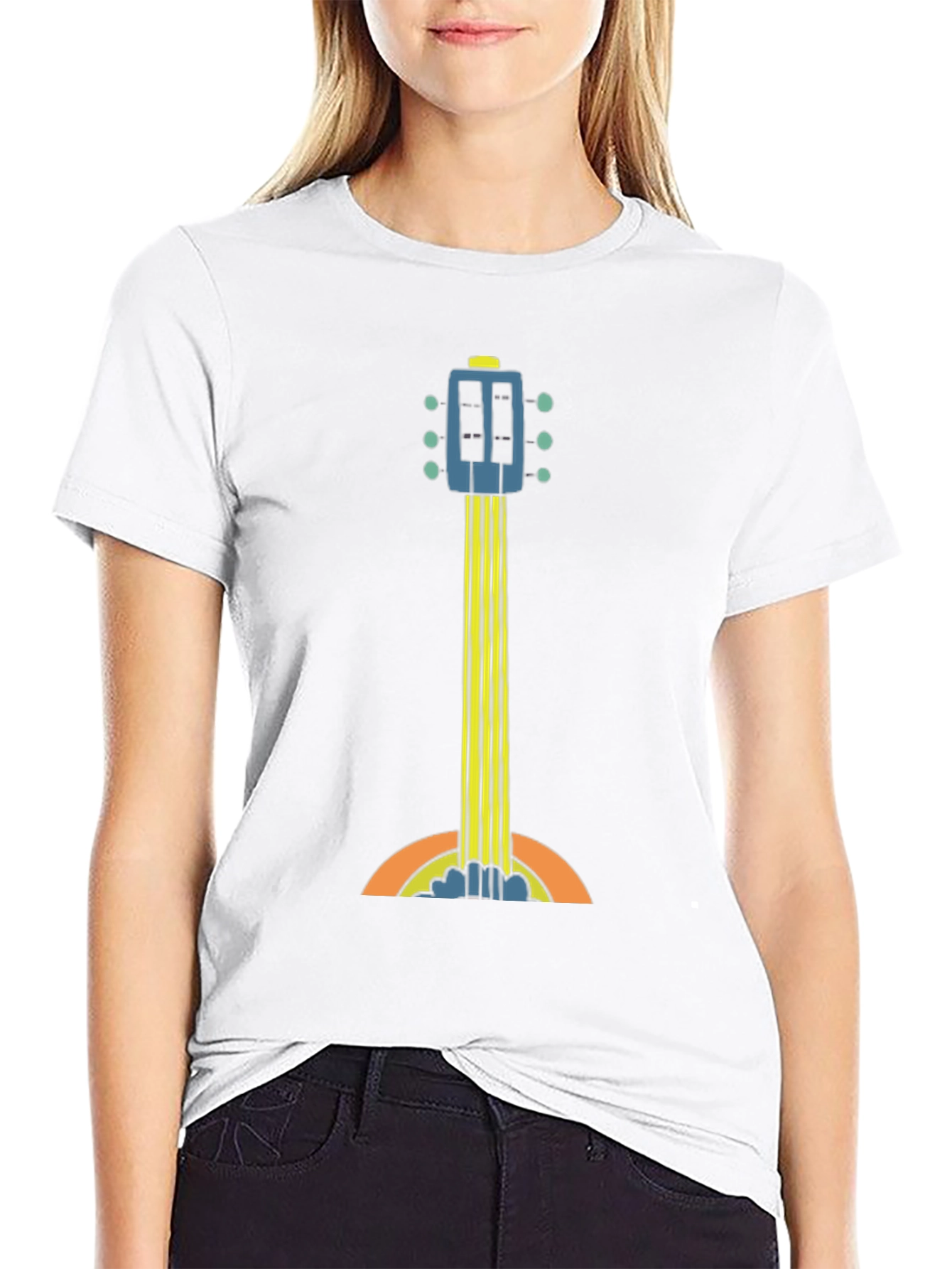 Retro Guitar Graphic Tee - Black