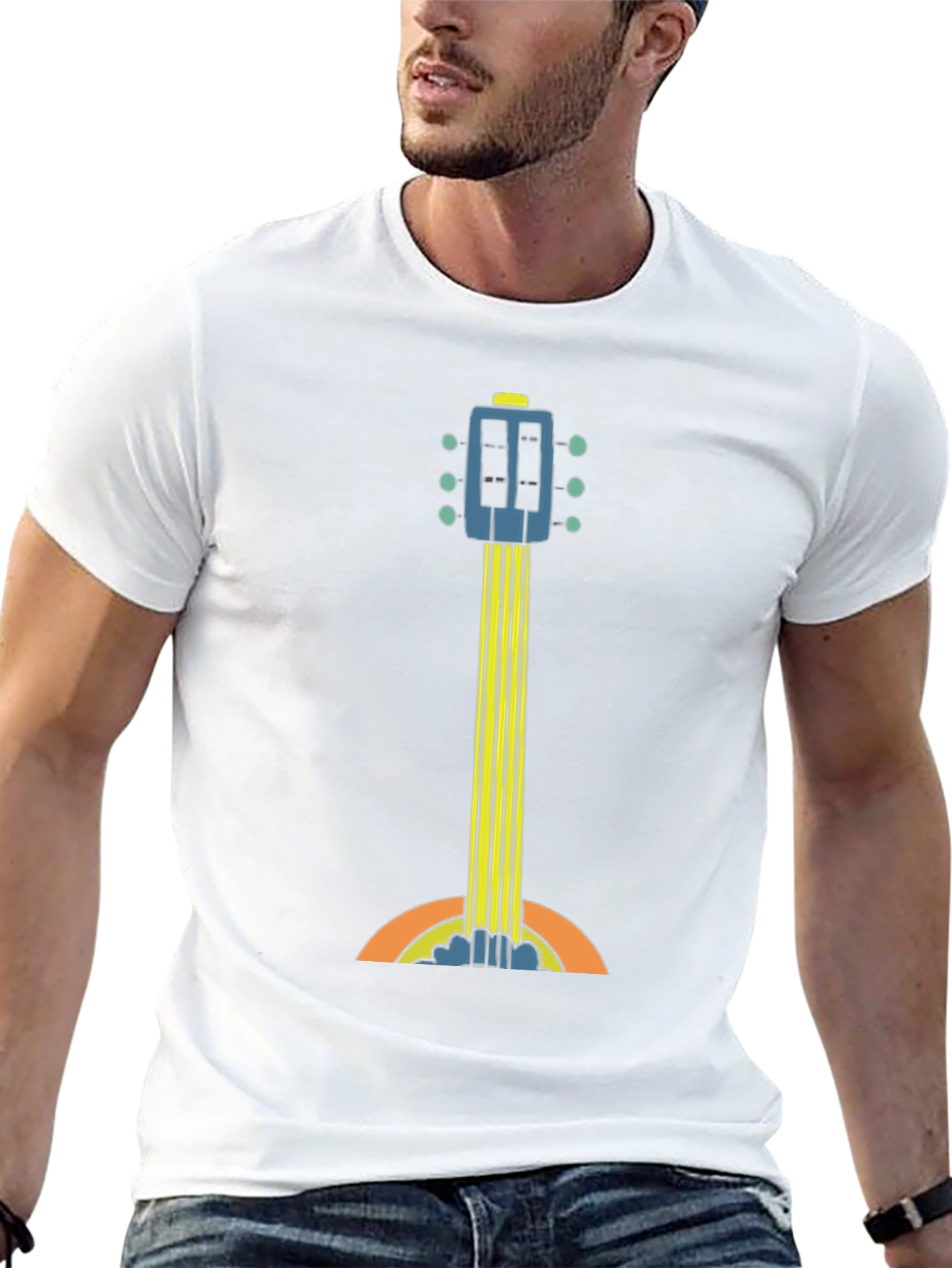 Retro Guitar Graphic Tee - Black