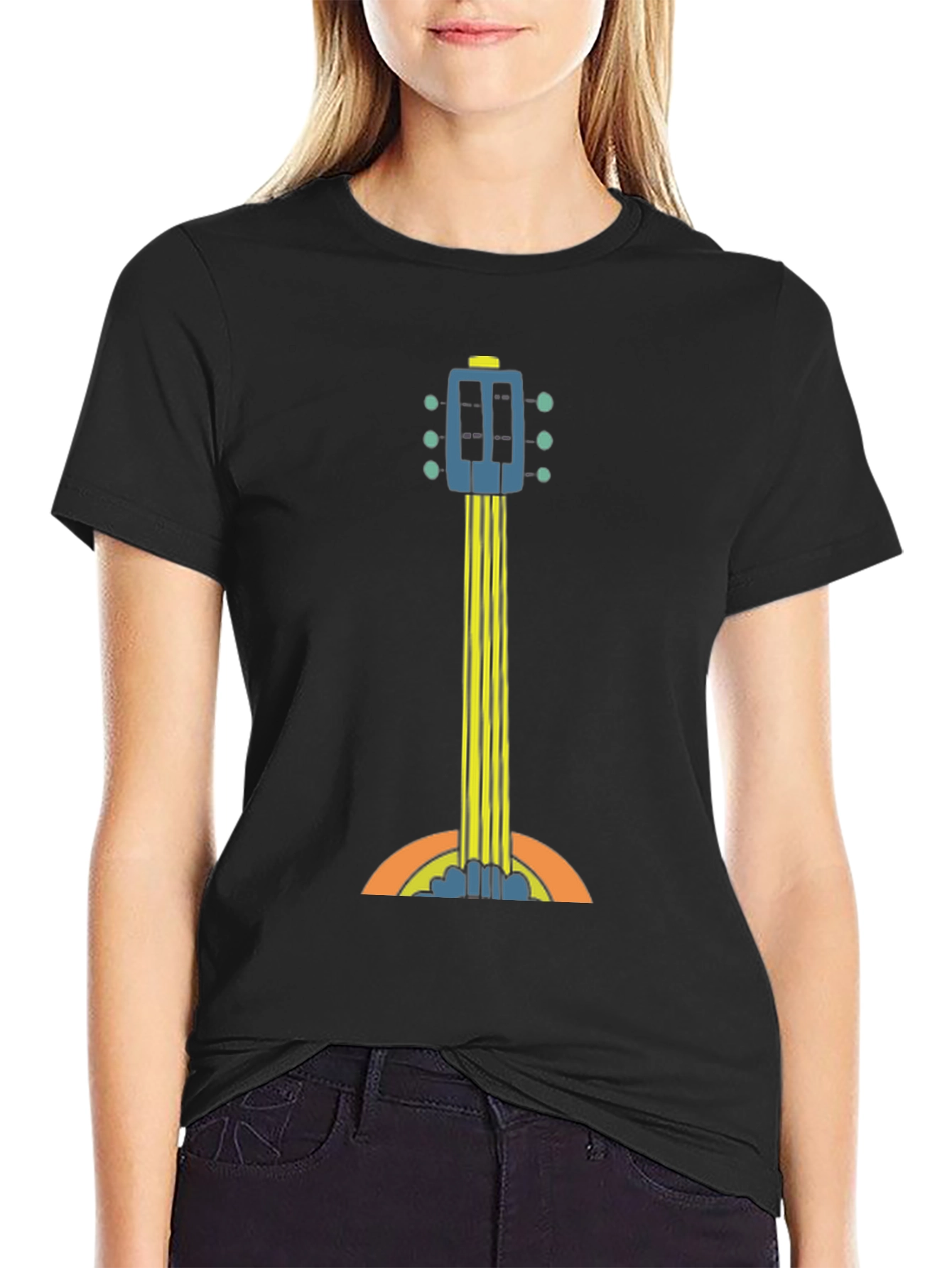 Retro Guitar Graphic Tee - Black