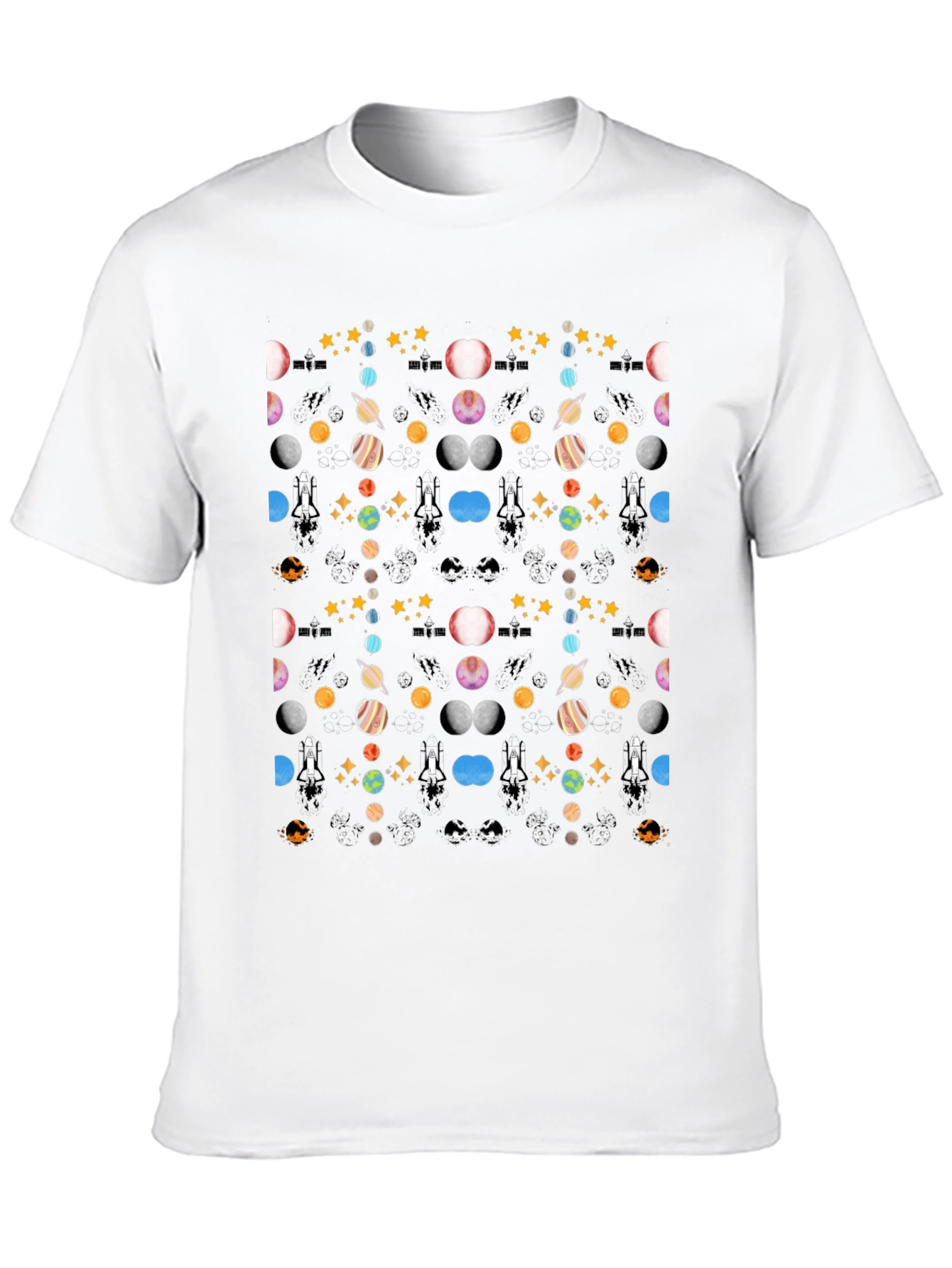 Novelty Space Pattern Black T-Shirt