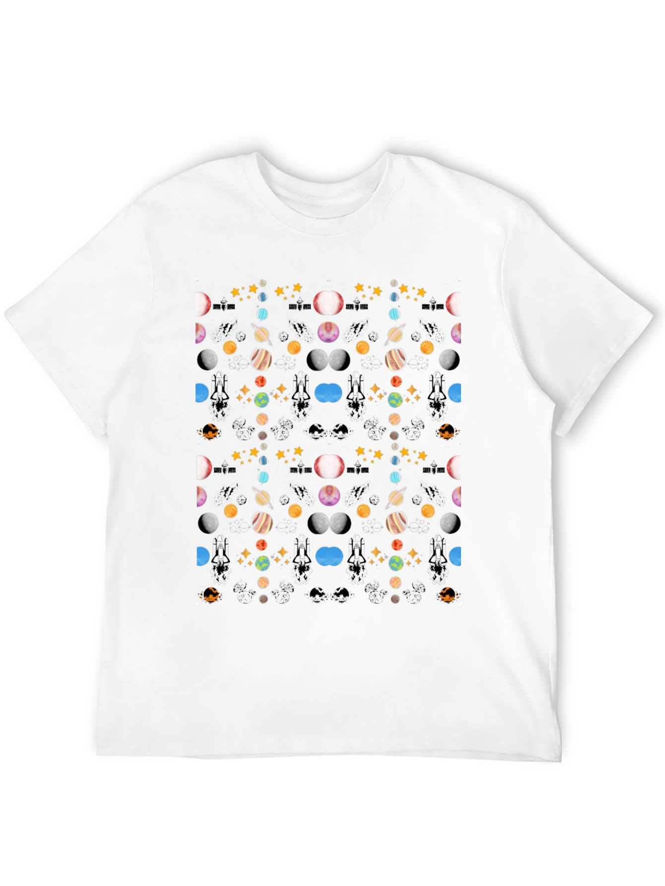 Novelty Space Pattern Black T-Shirt