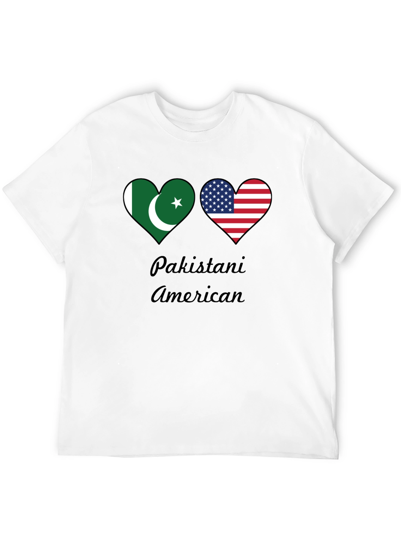 Pakistani American Pride T-Shirt: Heart Flags